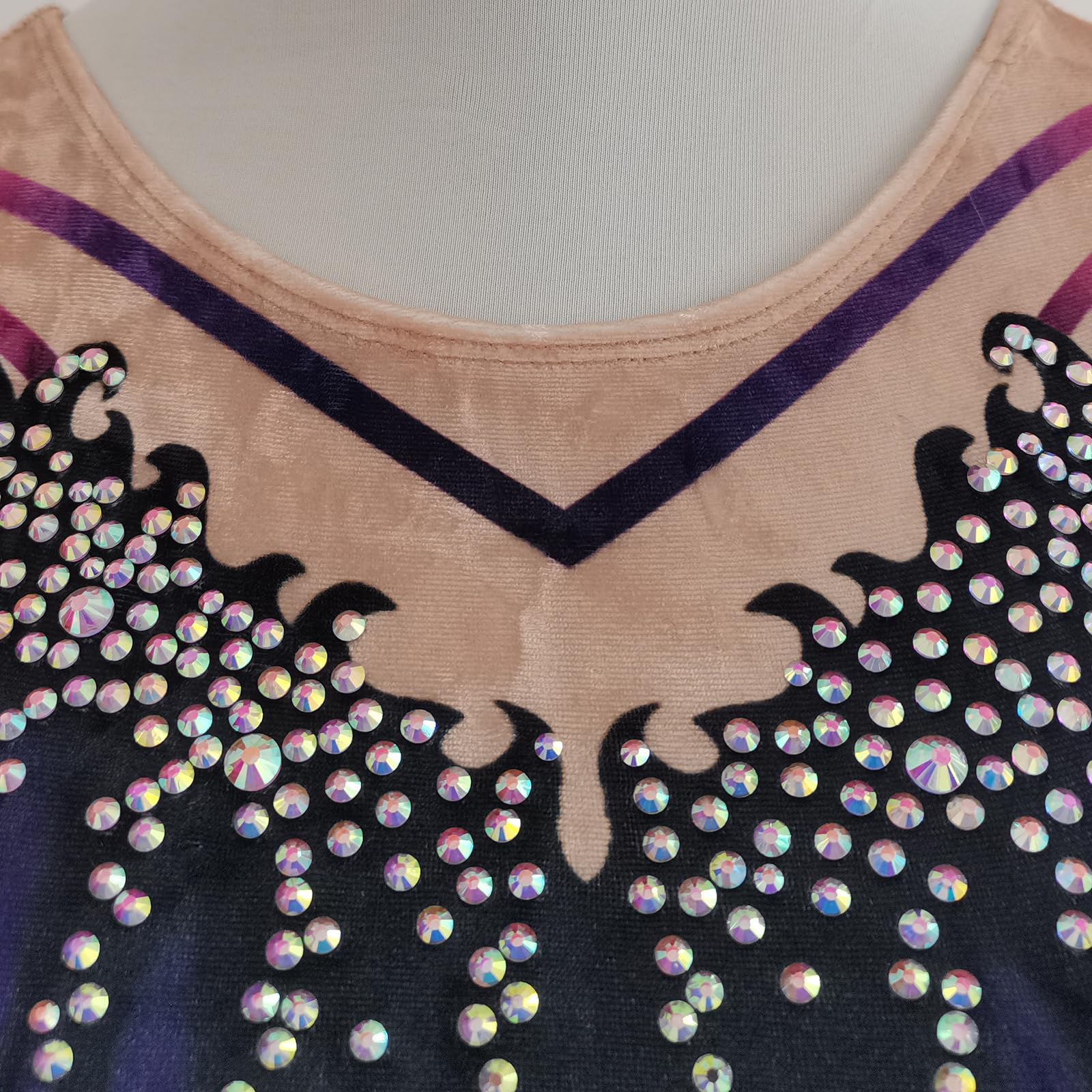 LIUHUO Maillot de gimnasia rítmica de manga larga rosa para niñas, de terciopelo, para entrenamiento de competición