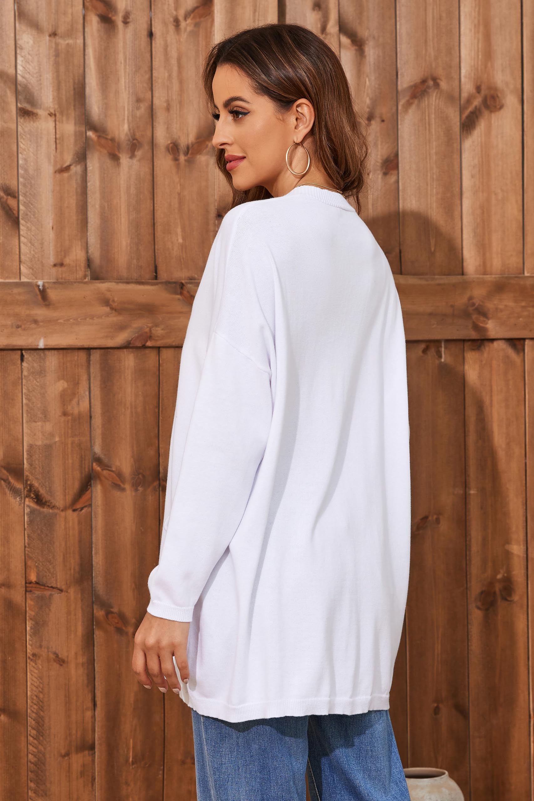 Cardigan Aperto in Cotone 100% per Donna con Tasche, Maniche Lunghe, Morbido, Oversize, Maglione Casual da Donna