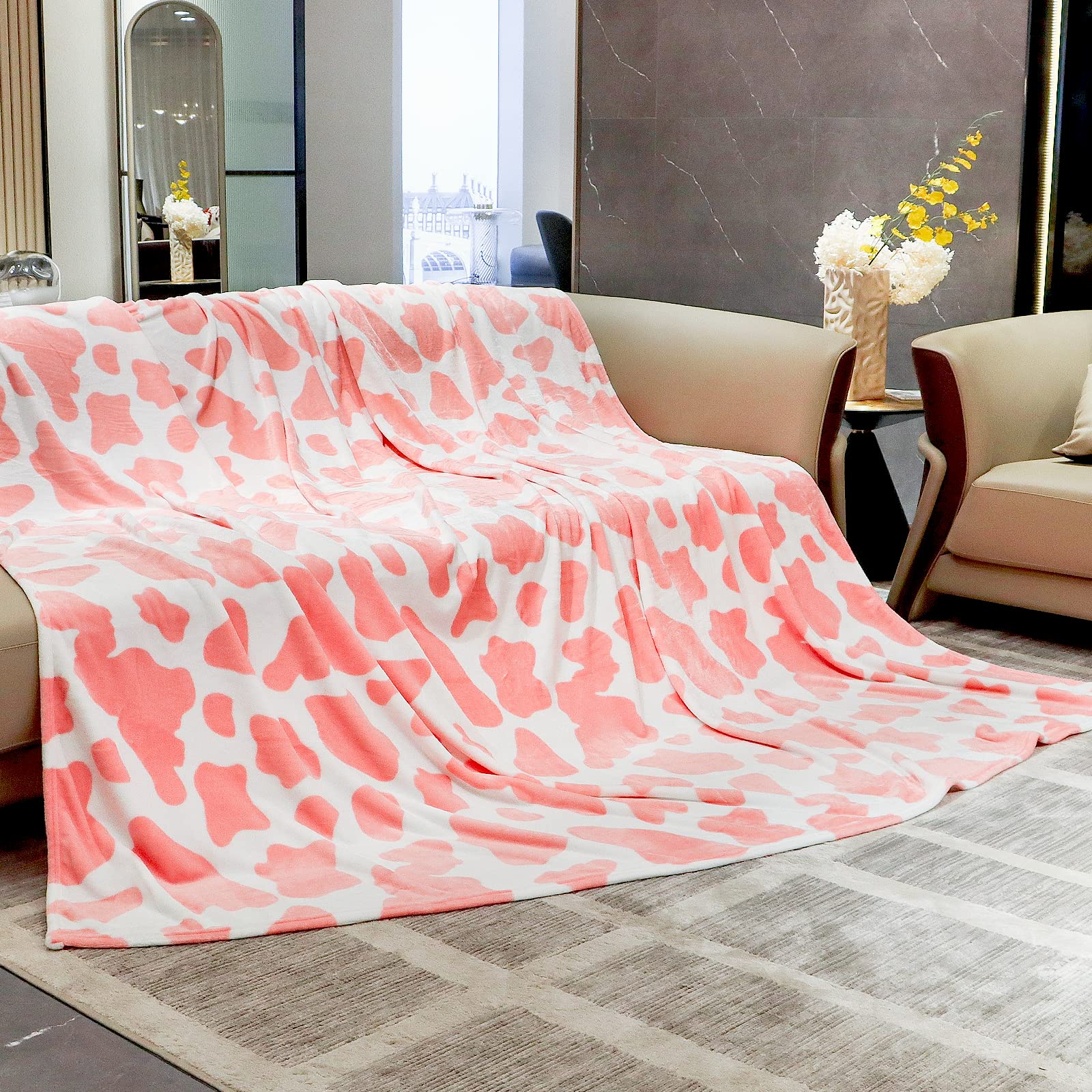 HSEEC Blankets & Throws Queen Size Warm Blanket Pink Soft Fleece Throw Blankets for Bed 90x90 inches