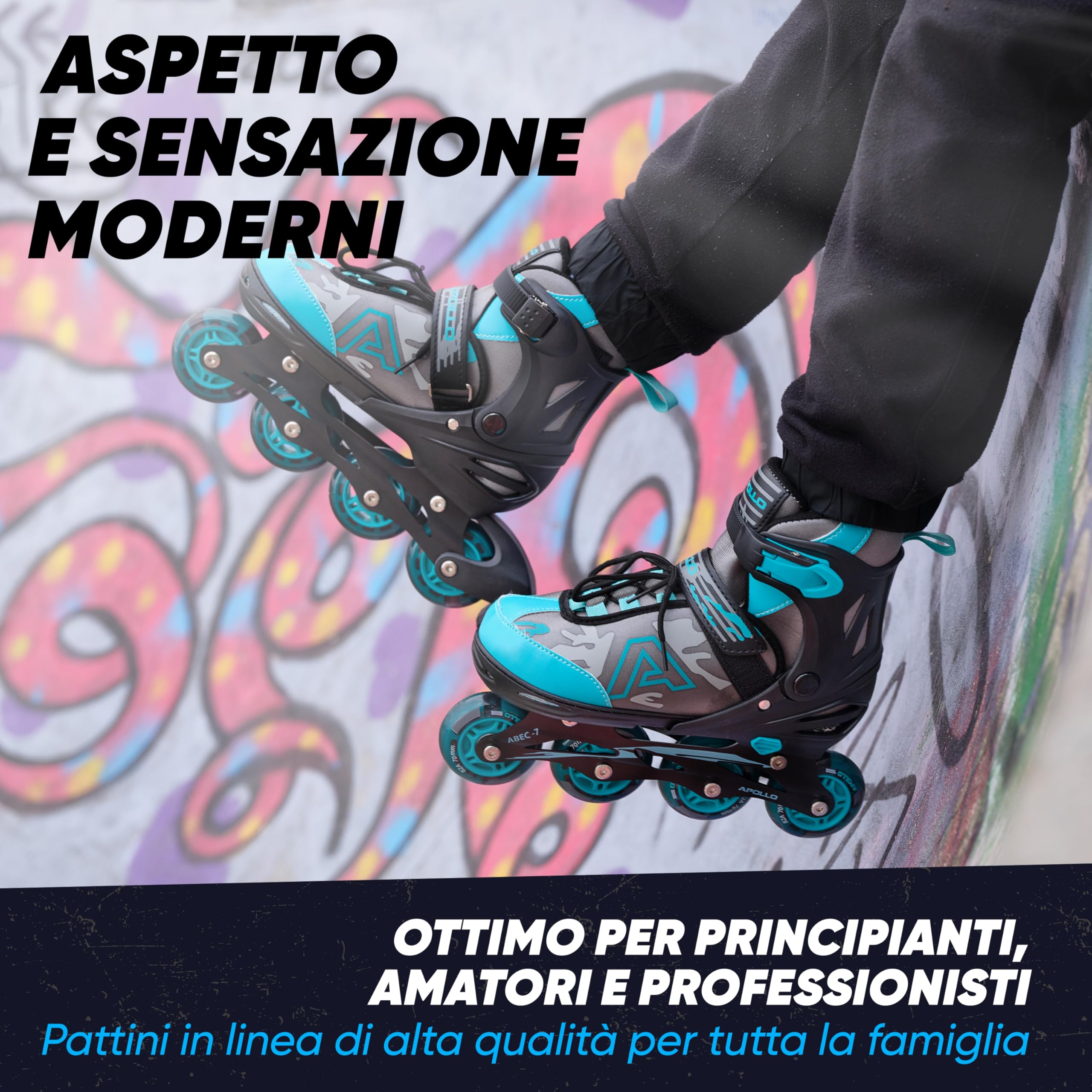 Pattini in linea Apollo Champion regolabili taglia 31-42 per bambini e adulti