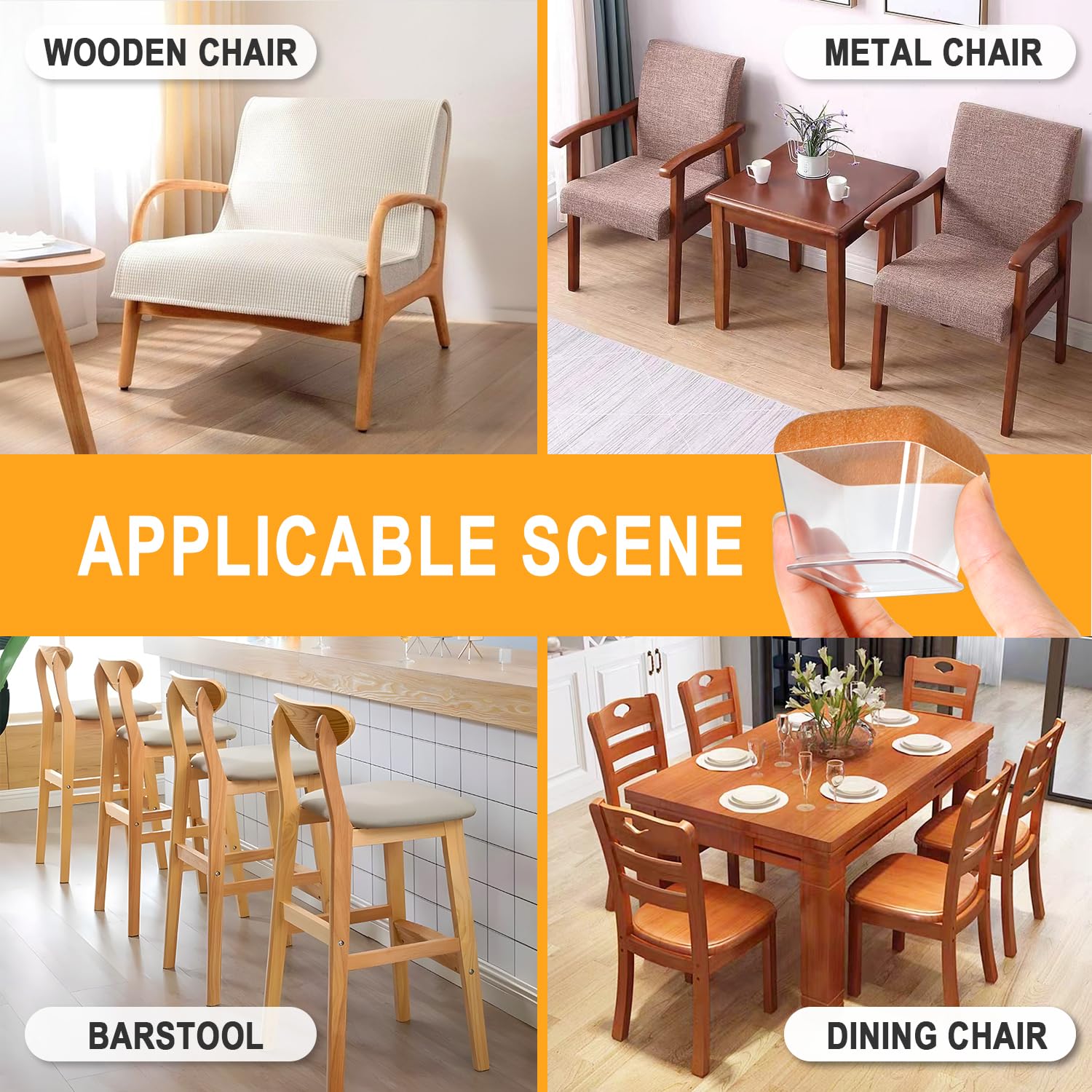 24 Pcs Chair Leg Floor Protectors Square - Image 2