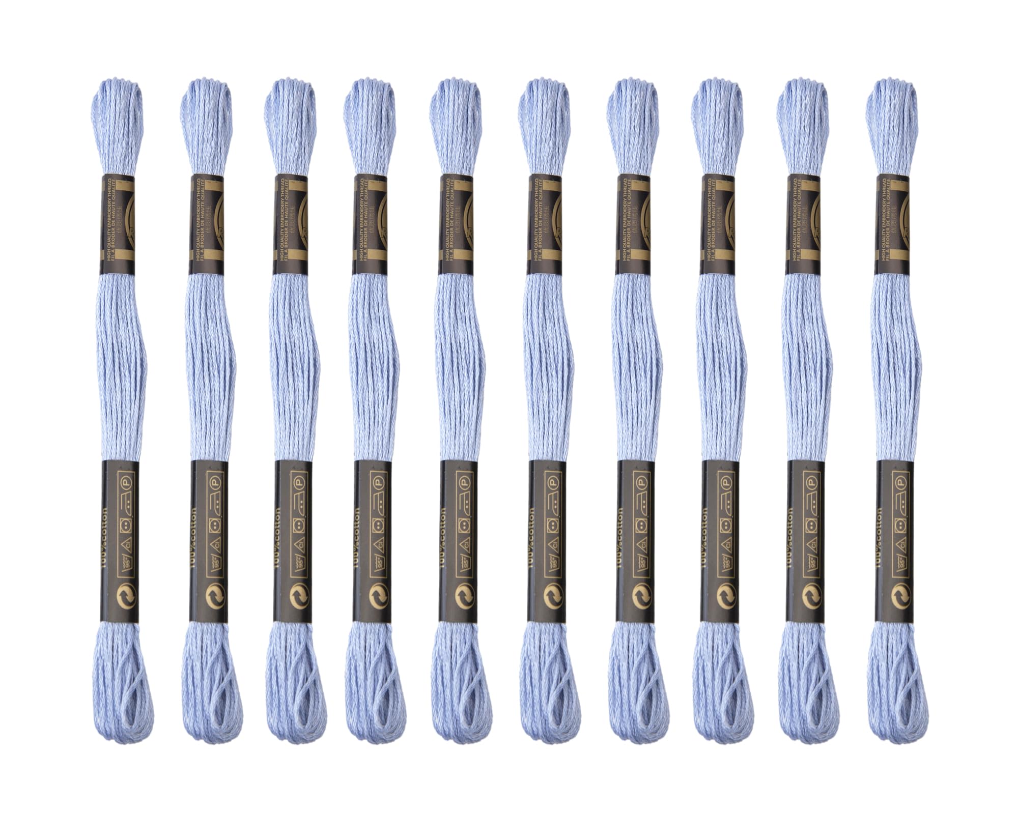 12 Skeins Embroidery Threads, Cross Stitch Thread Fiber Cotton of 8.75yds for Hand Embroidery DIY Creation and Friendship Bracelet String, Sky Blue
