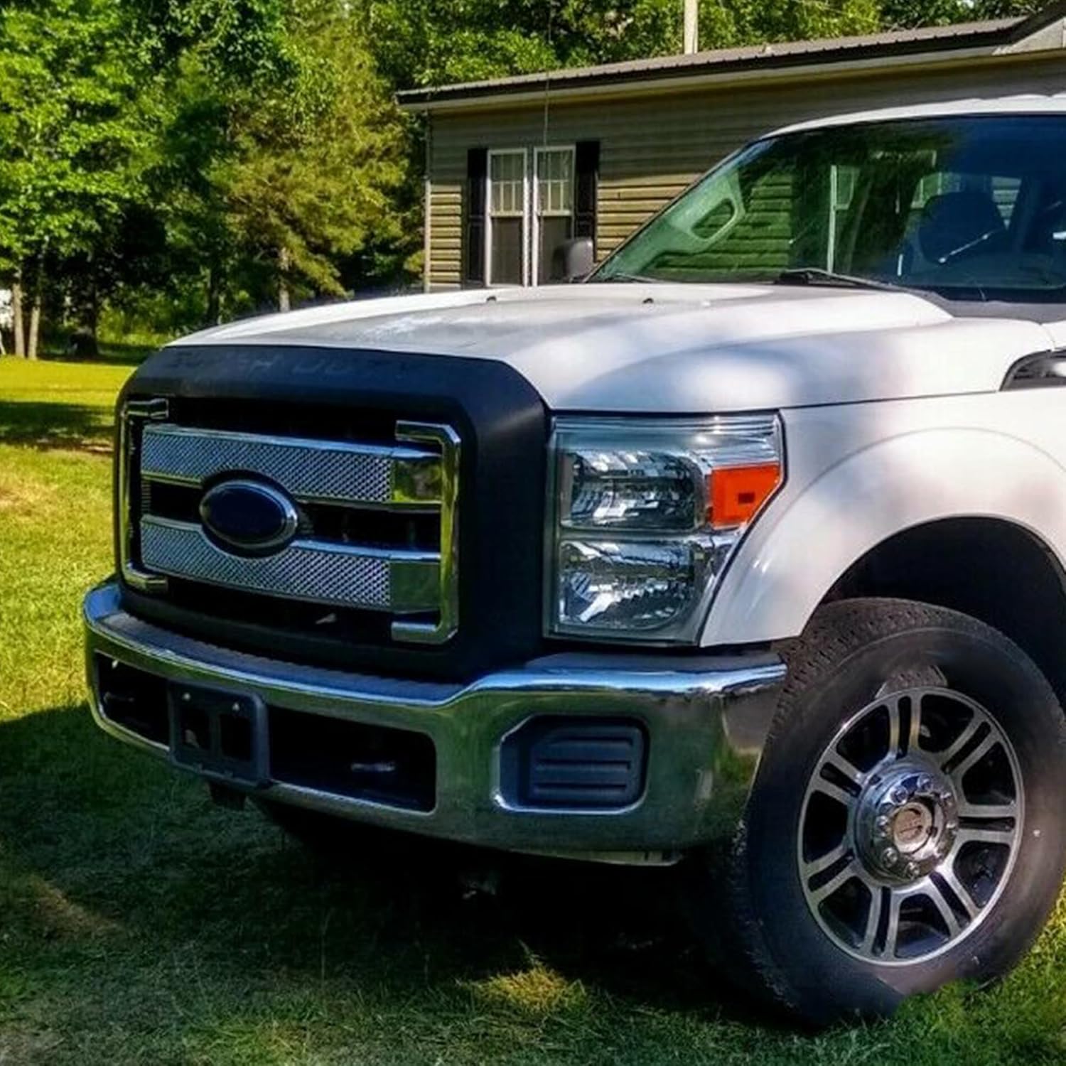 KUAFU Grille Trim Compatible with 2011-2016 Ford F-250 F-350 F-450 F-550 Super Duty Front Mesh Grill Cover Chrome Plastic(ABS)