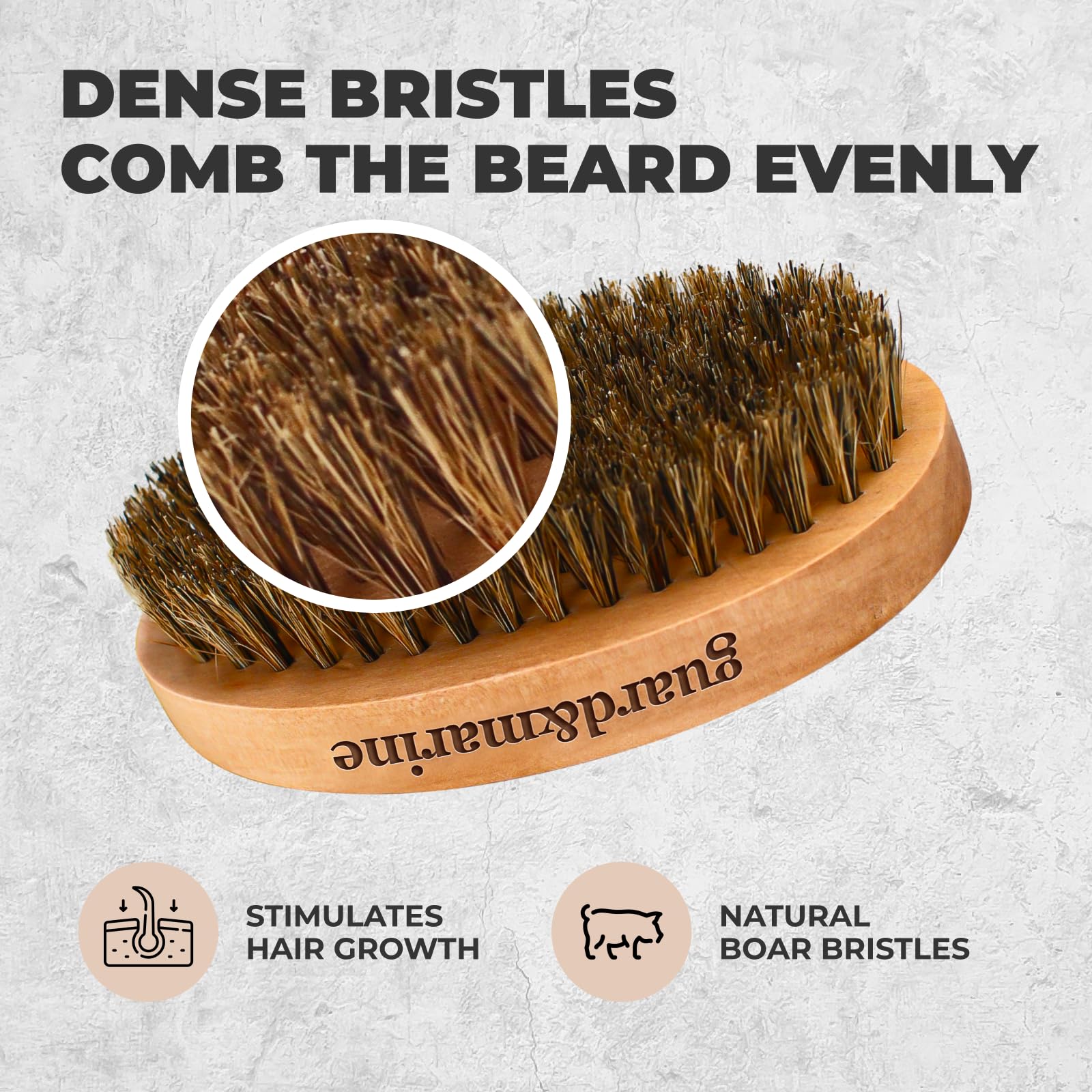 GUARD&MARINE Juego de cepillo y peine para barba, cepillo de madera de cerdas de jabalí naturales y kit de peine de madera de haya para el cuidado y modelado de barba y bigote de hombres (marrón)