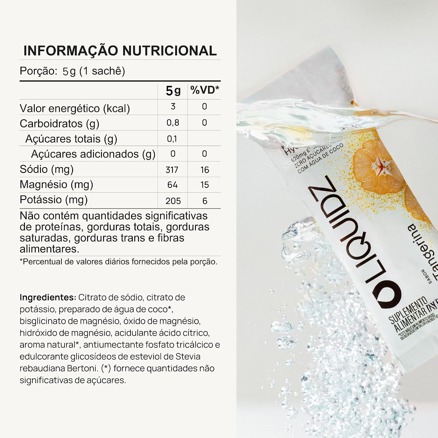 LIQUIDZ - Eletrólitos Sem Açúcares - Sabor Tangerina - Kit 1 Caixa - 14 sachês