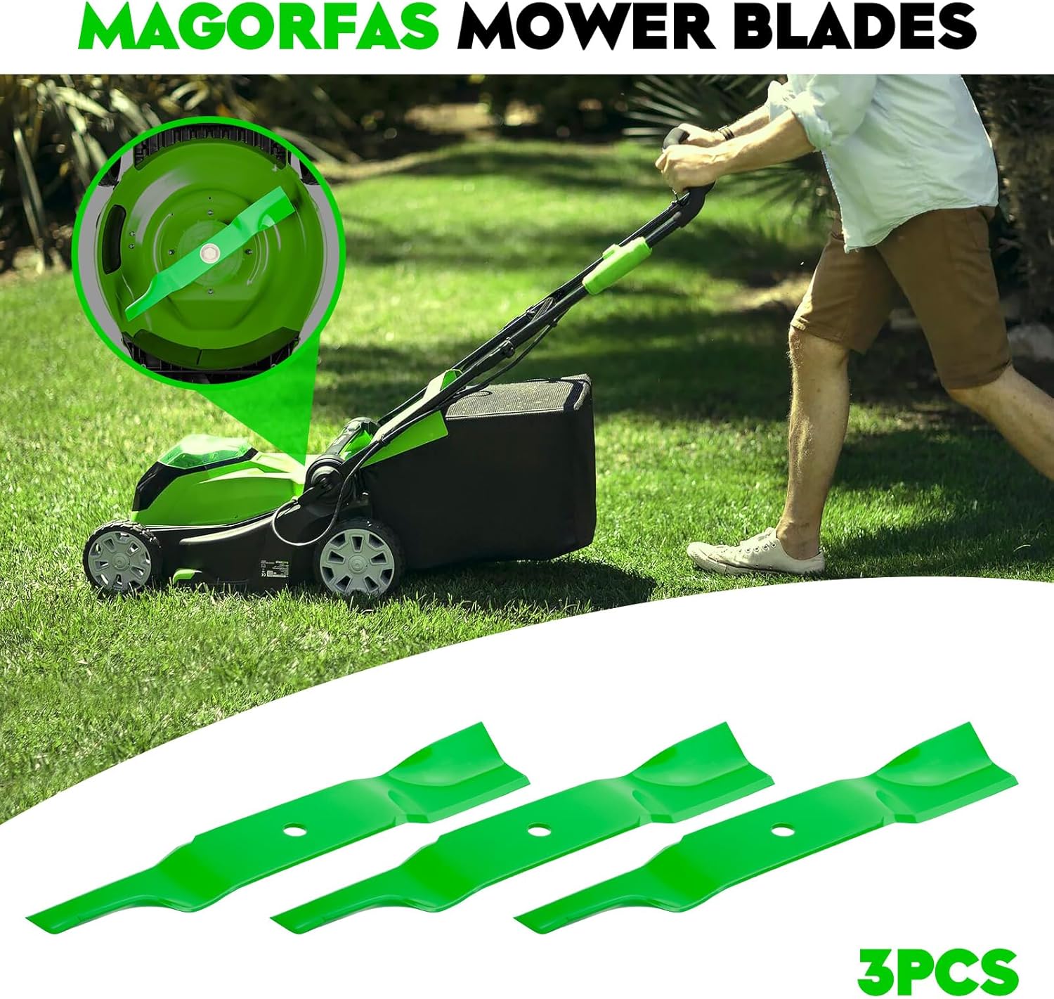 Lawn Mower Blades High Lift Blades with 54 inch Decks Fits for 942-04416 01005337 02005018 742-04416 for Cub Cadet GTX2154 Z-Force L54 S54 Enforcer 54 Tank M54-HN PRO Z 100 EFI, 3 PCS