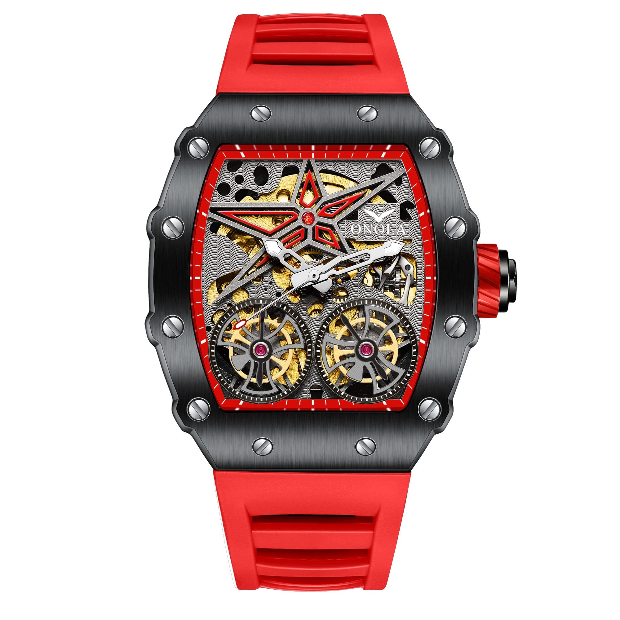 OVERFLY Double Tourbillon Automatic Skeleton Mechanical Flywheel Unique Dial Luxury Mens Watch (B0BG4Q63B8) Amazon Price History, Amazon Price Tracker
