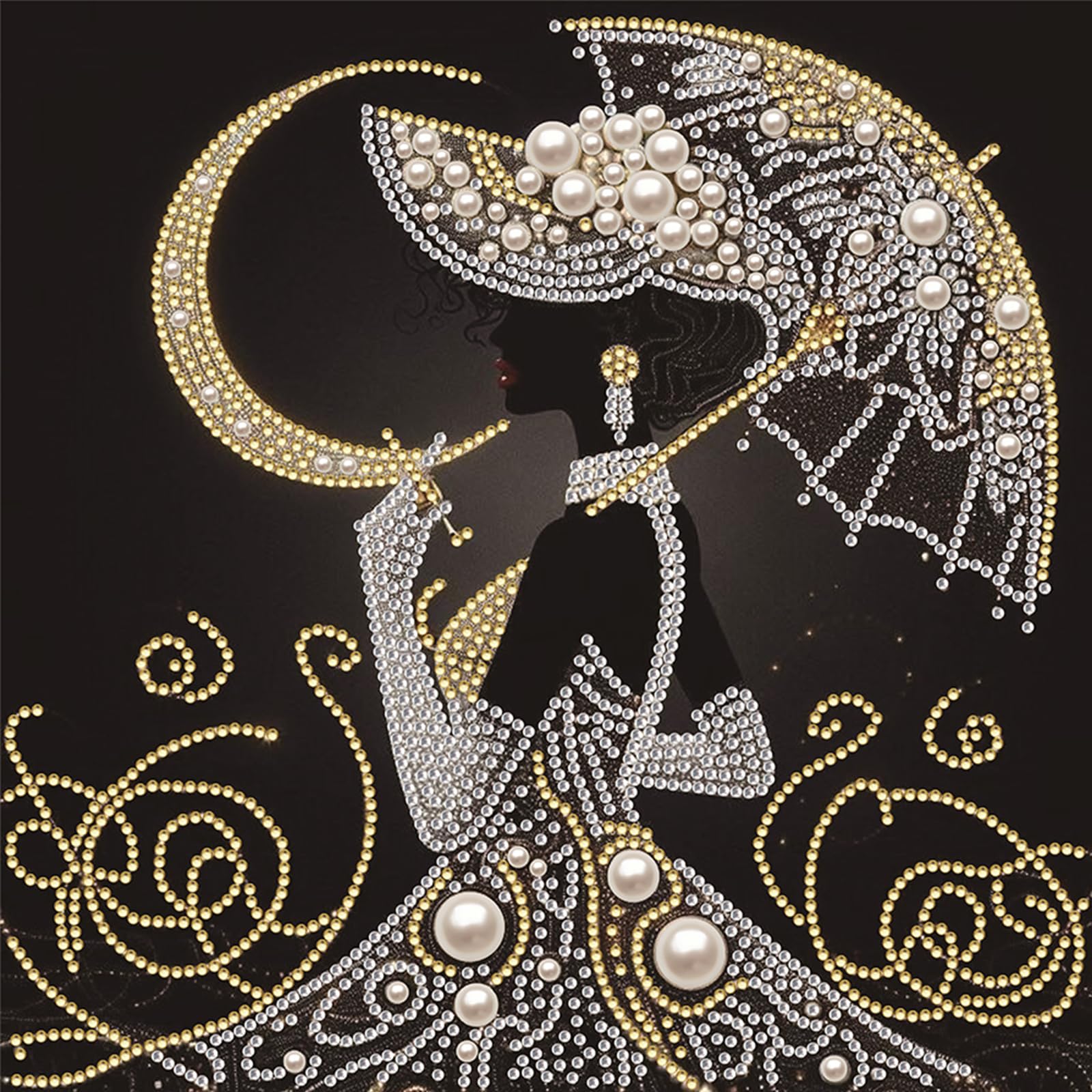 Silver Beauty Special Shaped 5D DIY Partial Drill Diamonds Paintings Gem Art Kits for Adults Beginners Home Decor Diamonds Paintings Gem Art 11.81 X11.81inch