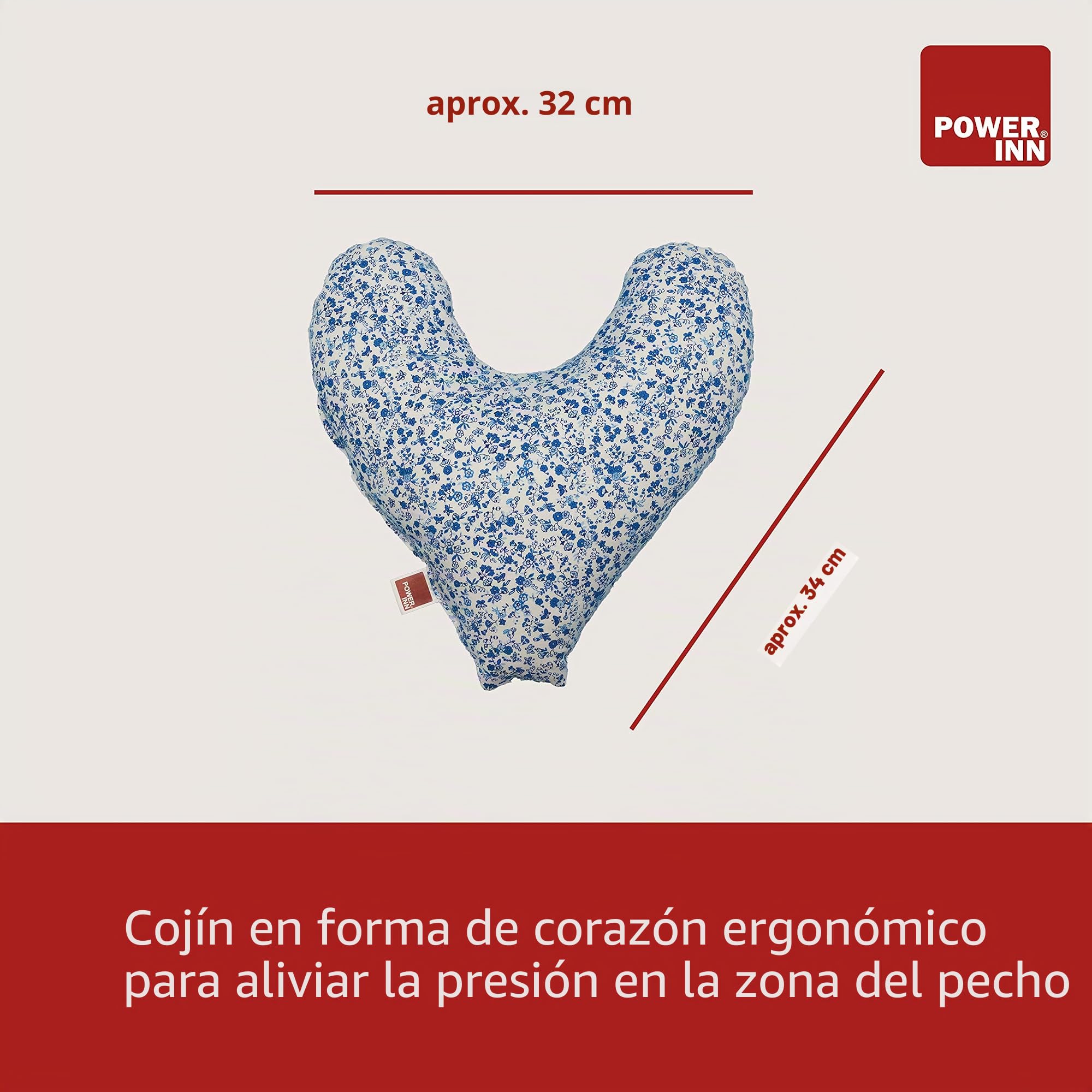 Cojín para el pecho Hope aprox. 32x34 cm | Cojín en forma de corazón para aliviar el dolor después de una mastectomía | suave cojín para el antebrazo o la axila | 100% algodón (Azul claro