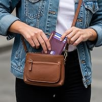 Vista 66 de Buffway - Billetera delgada minimalista de cuero con protección RFID para hombre y mujer Café Lichee