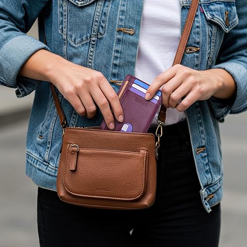Miniatura 76 de Buffway - Billetera delgada minimalista de cuero con protección RFID para hombre y mujer