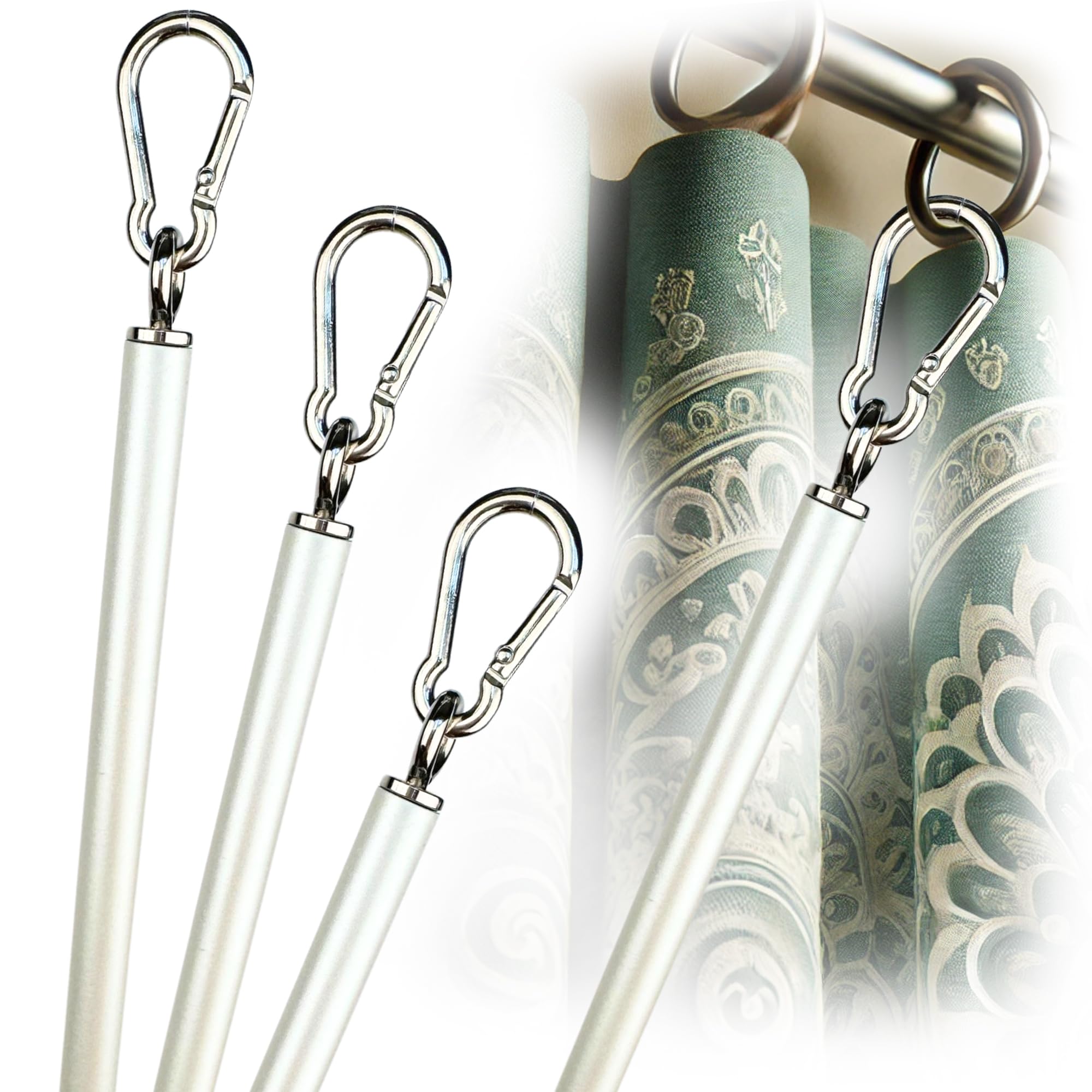 46 inch (4 Pack) Pearl White Iron Curtain Pull Wand - Strong Drapery Pull Rod - Versatile Curtain Wand - Metal Drapery Wand (46in WW 4pk)