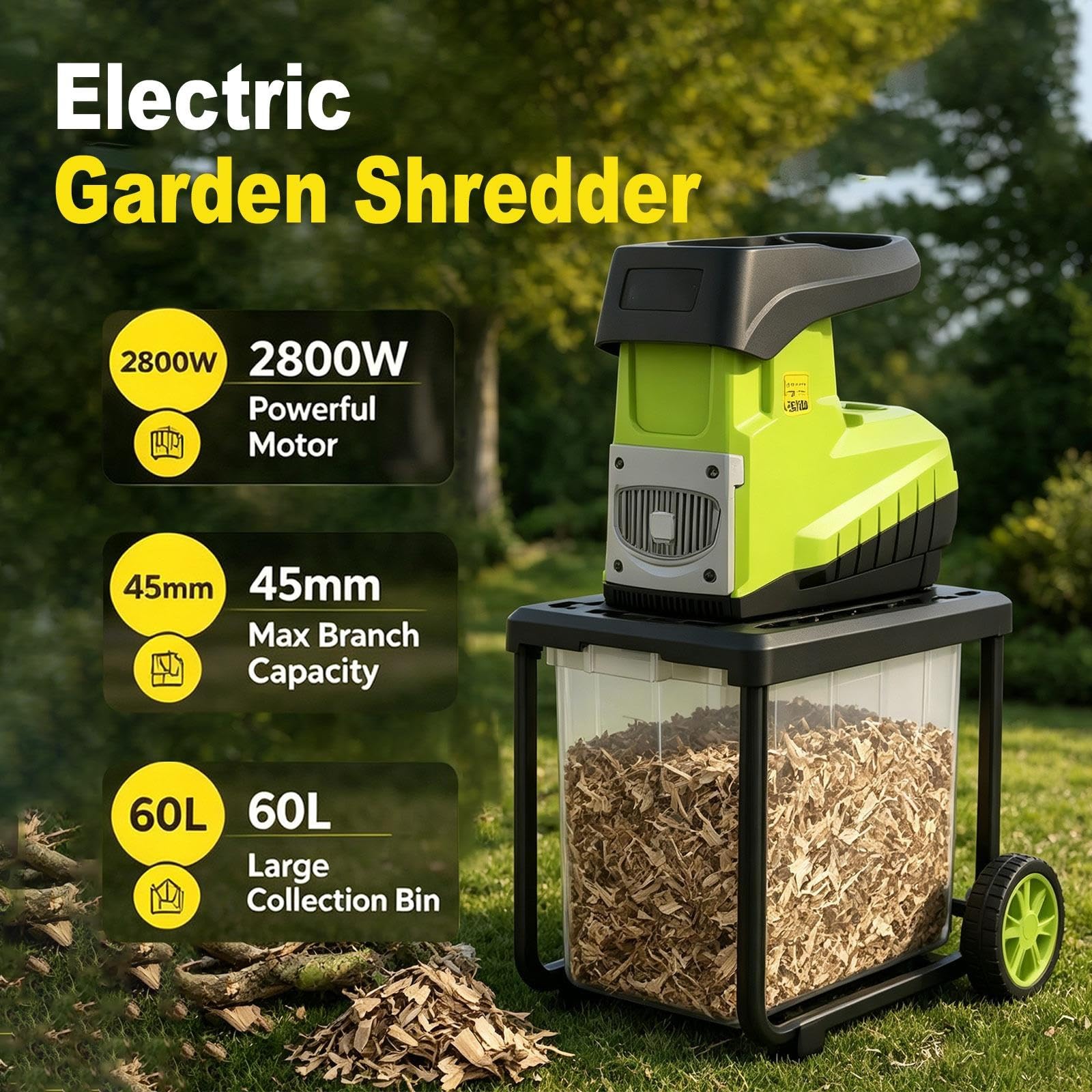 Elektryczny rozdrabniacz do gałęzi 2800 W