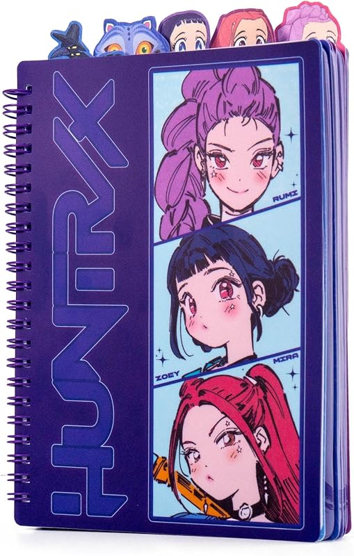 KPop Demon Hunters™ Huntr/x Journal à onglets avec 80 pages lignées, reliure à spirale, format carnet de notes 15,2 x 20,3 cm, produit officiel KPop Demon Hunters pour fans de K-Pop, étudiants