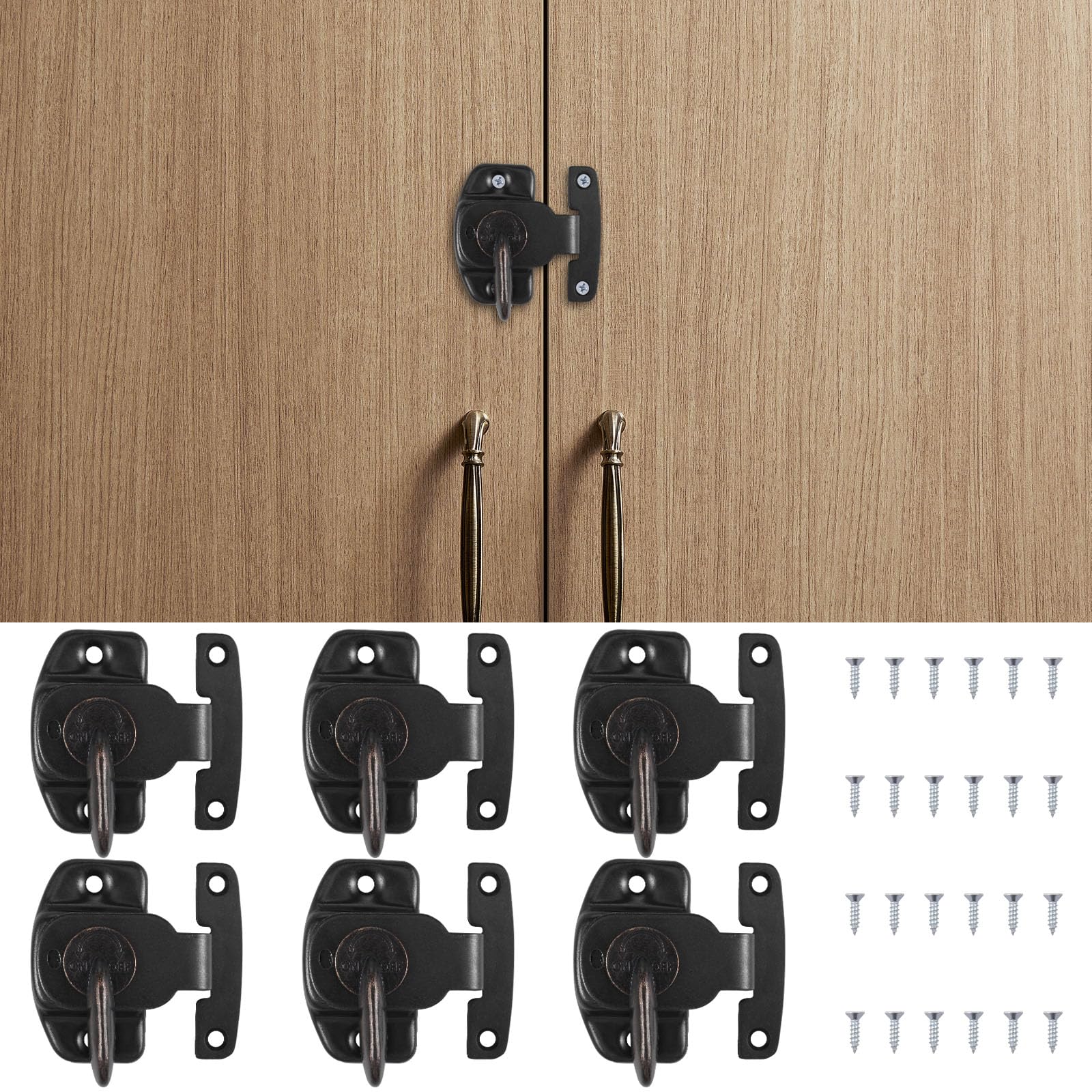 6Set Table Leaf Latch Hardware Iron Dining Table Lock with Mounting Screw Table Extension Buckles Connector for Cabinet Door Fence Wall