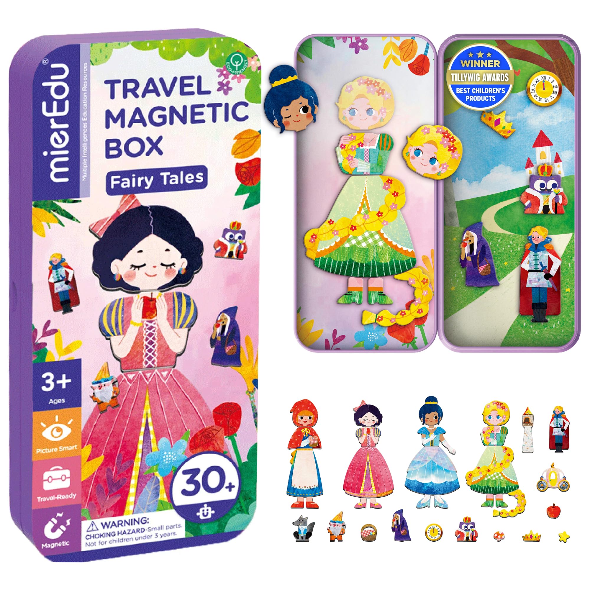 mierEdu Travel Magnetic Play Box Fairy Tales I Magnetic Game from 3 Years I Promotes Imagination & Concentration I Ideal Travel Game with 2 Scenes & 34 Magnets