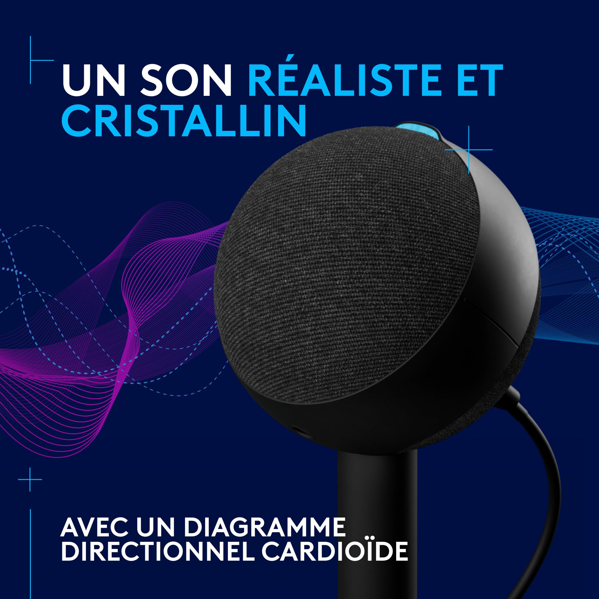 Logitech G Yeti Orb Microphone Gaming RVB à condensateur avec LIGHTSYNC, USB prêt à l’Emploi pour Streaming, cardioïde, pour PC/Mac - Noir