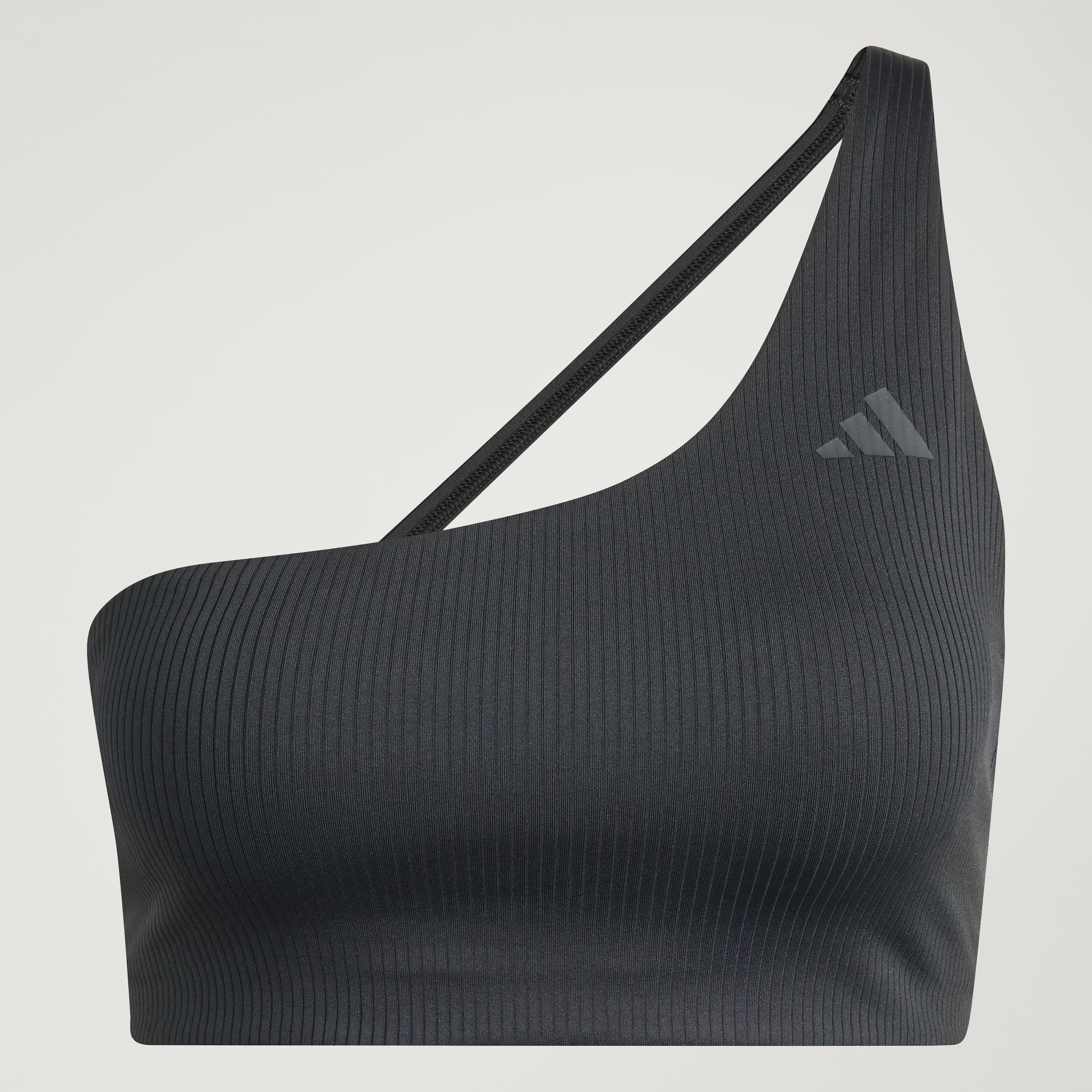 adidas dames Optime Workout Rib One Shoulder Light Support Bra, black, XL