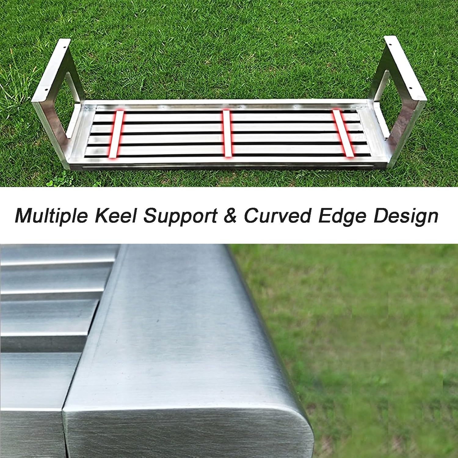 Weatherproof Stainless Steel Outdoor Bench, Backless Two-Person Seating for Garden, Patio, Porch – 39in (100cm) Durable Yard Furniture