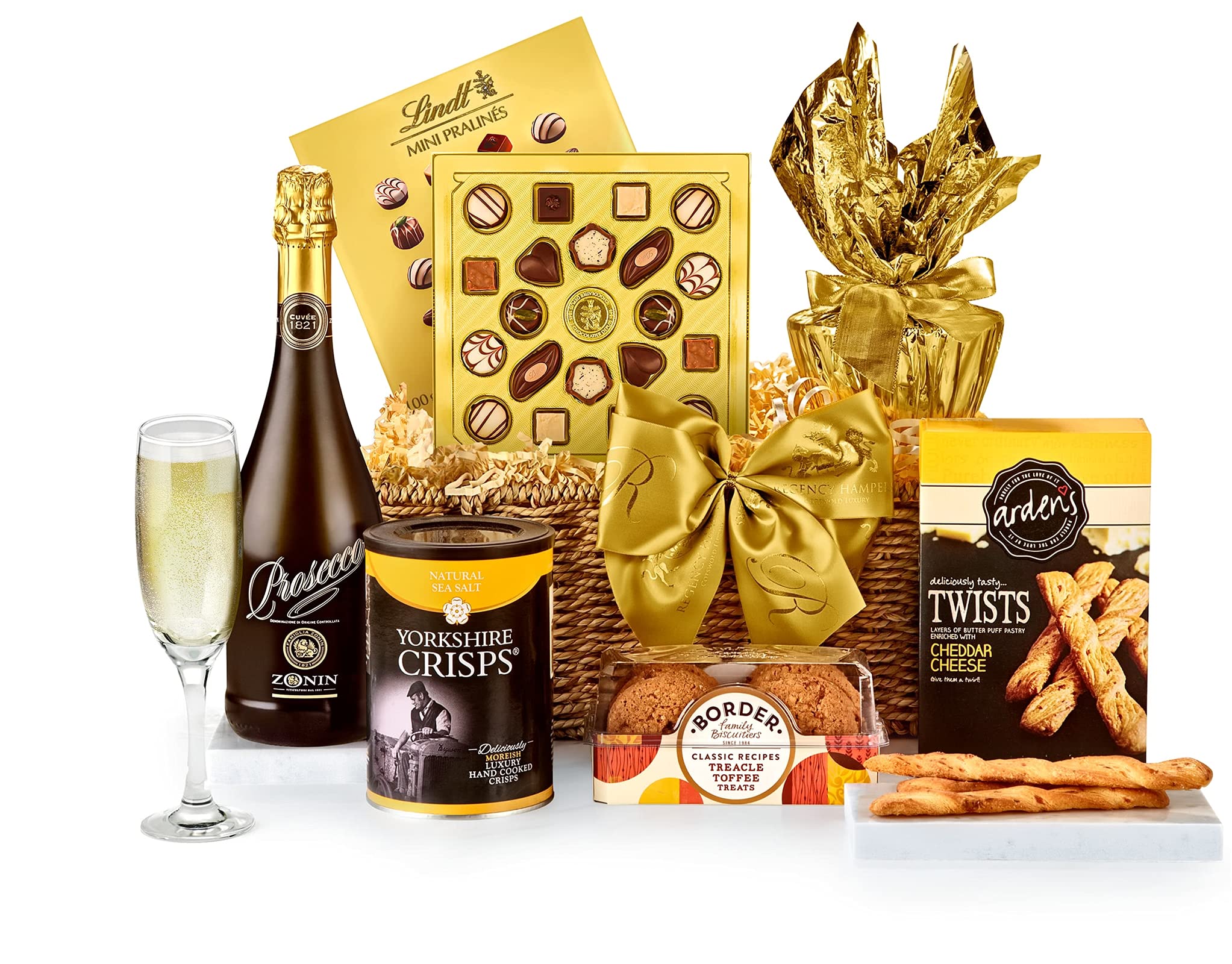 Luxury Sparkling Wine Gift Set - Kendal Prosecco Hamper with Sparkling Wine, Artisan Cheese Twists, Gourmet Pudding, Chocolates - Birthday Prosecco Gift Basket for Women, from Regency Hampers