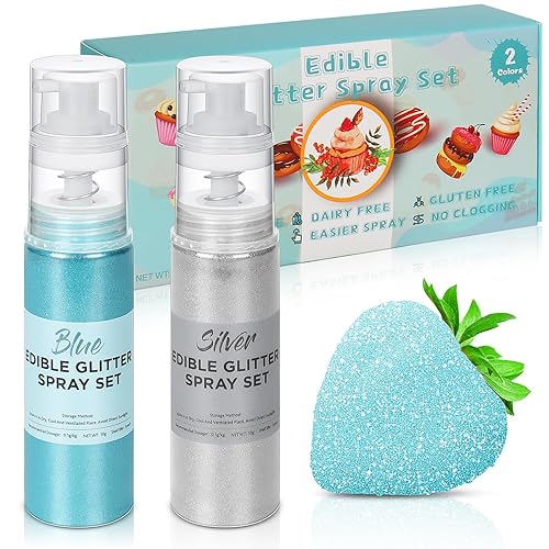 Juego de aerosol comestible con purpurina para bebidas, cerveza, cóctel, fondant, cupcakes, fresas, chocolates, decoraciones de pasteles, colorante