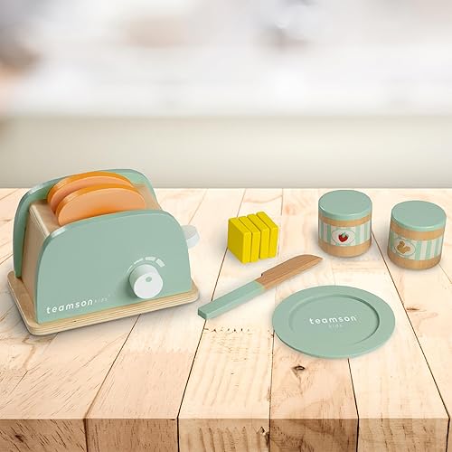 Miniatura 2 de Teamson Kids Little Chef Frankfurt - Juego de accesorios para tostadora de cocina (11 piezas), de madera, con comida y utensilios