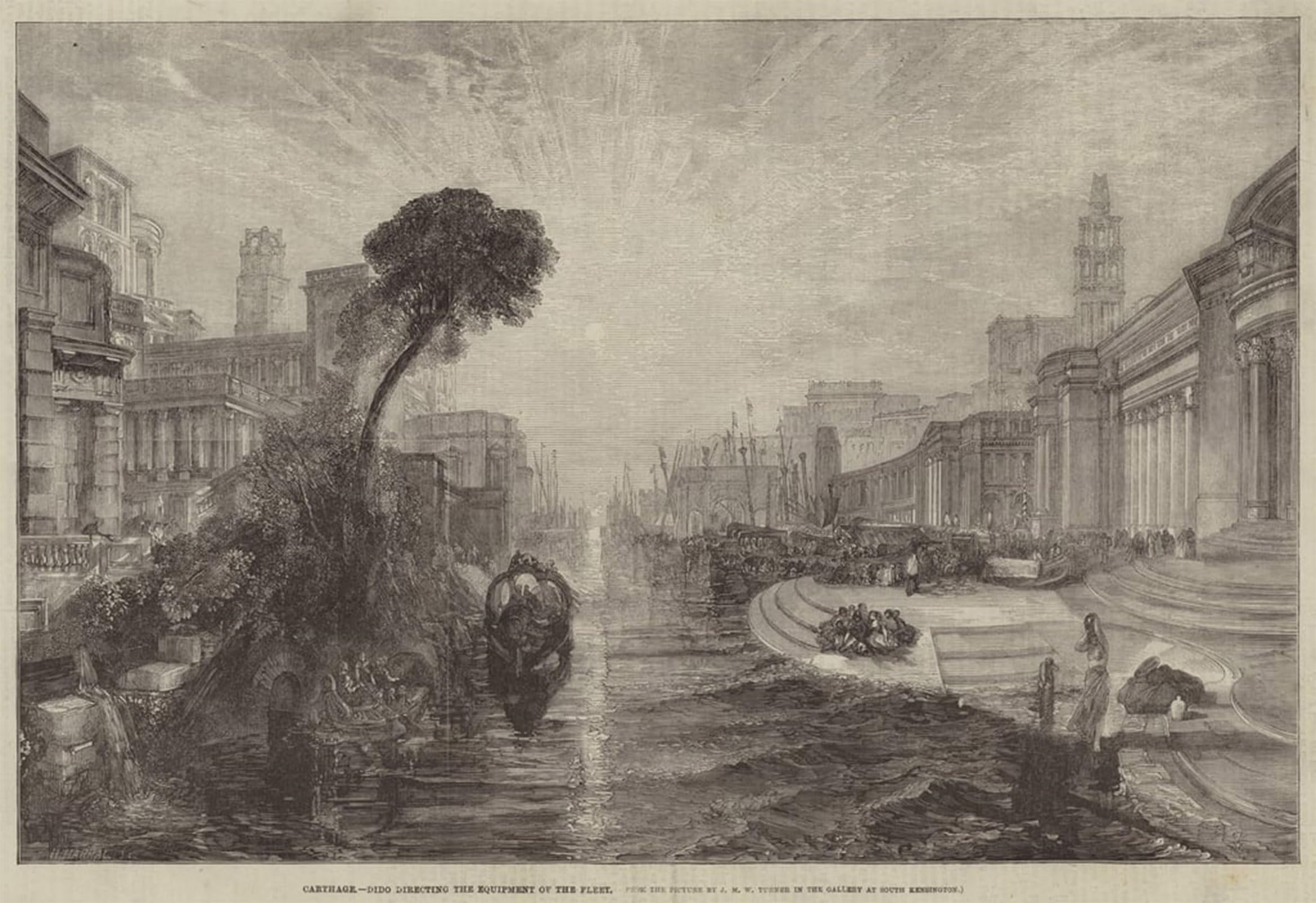 ARTXLXXBN Famous Prints Artwork Pictures Poster Painting Art Carthage Dido Directing the Equipment of the Fleet by Mallord William Turner Artwork Landscape Pictures for Home Decor 60x90cm