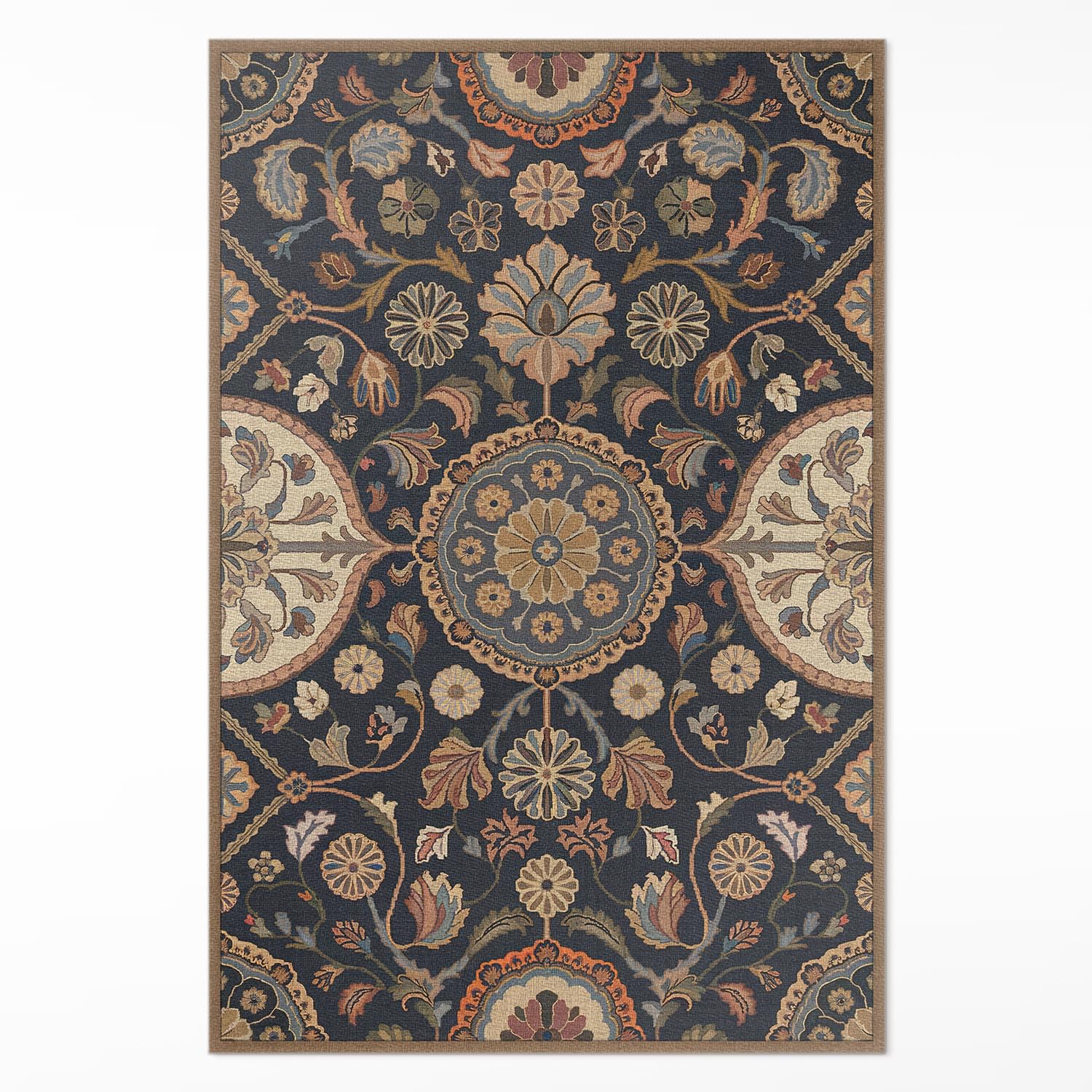 Tapis vinyle rectangle 60x90 cm Floorart deco fleurs pour cuisine et salon
