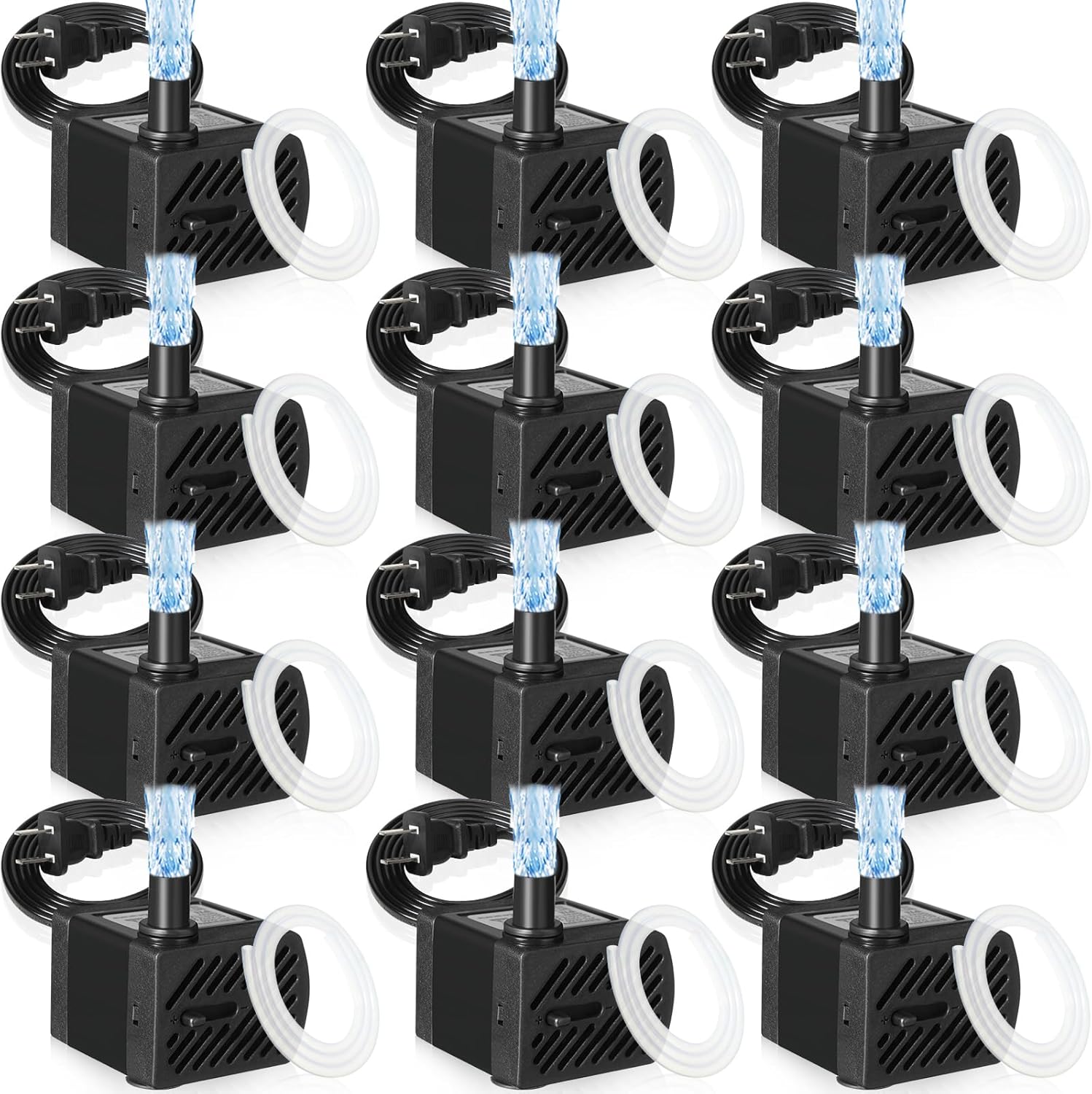 Lounsweer Juego de 12 mini bomba de fuente de 50 GPH 3W pequeña bomba de agua sumergible con tubo de 3.3 pies aspirador eléctrico silencioso para