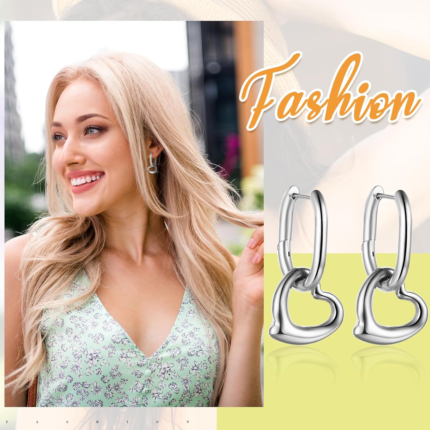 Heart Dangle Huggie Hoop Earrings: Womens Stainless Steel Heart Dangle Drop Earrings Hoops for Birthday Valentines Christmas - Image 6