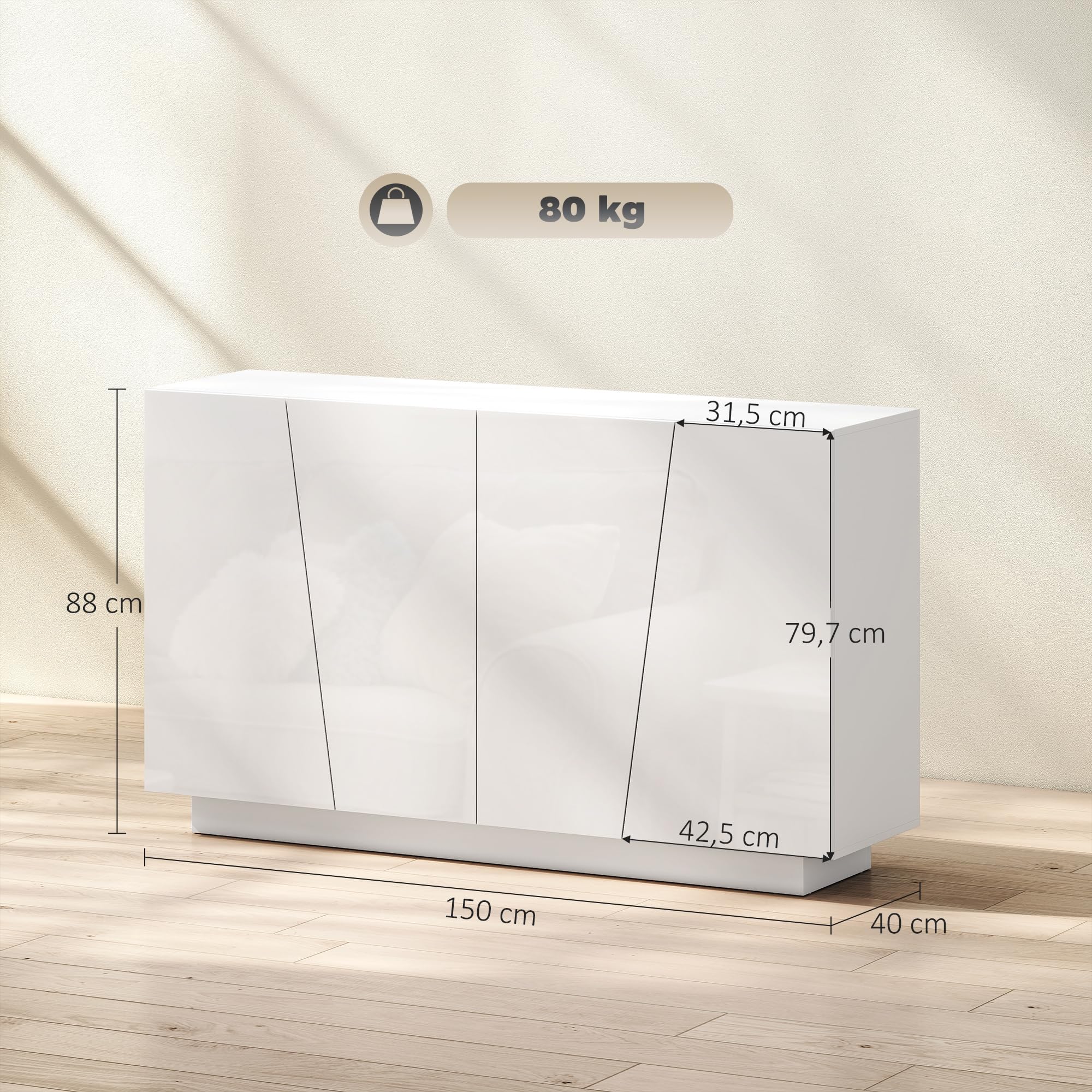 Soweiz Dressoir met grote opbergruimte, geometrische en verstelbare