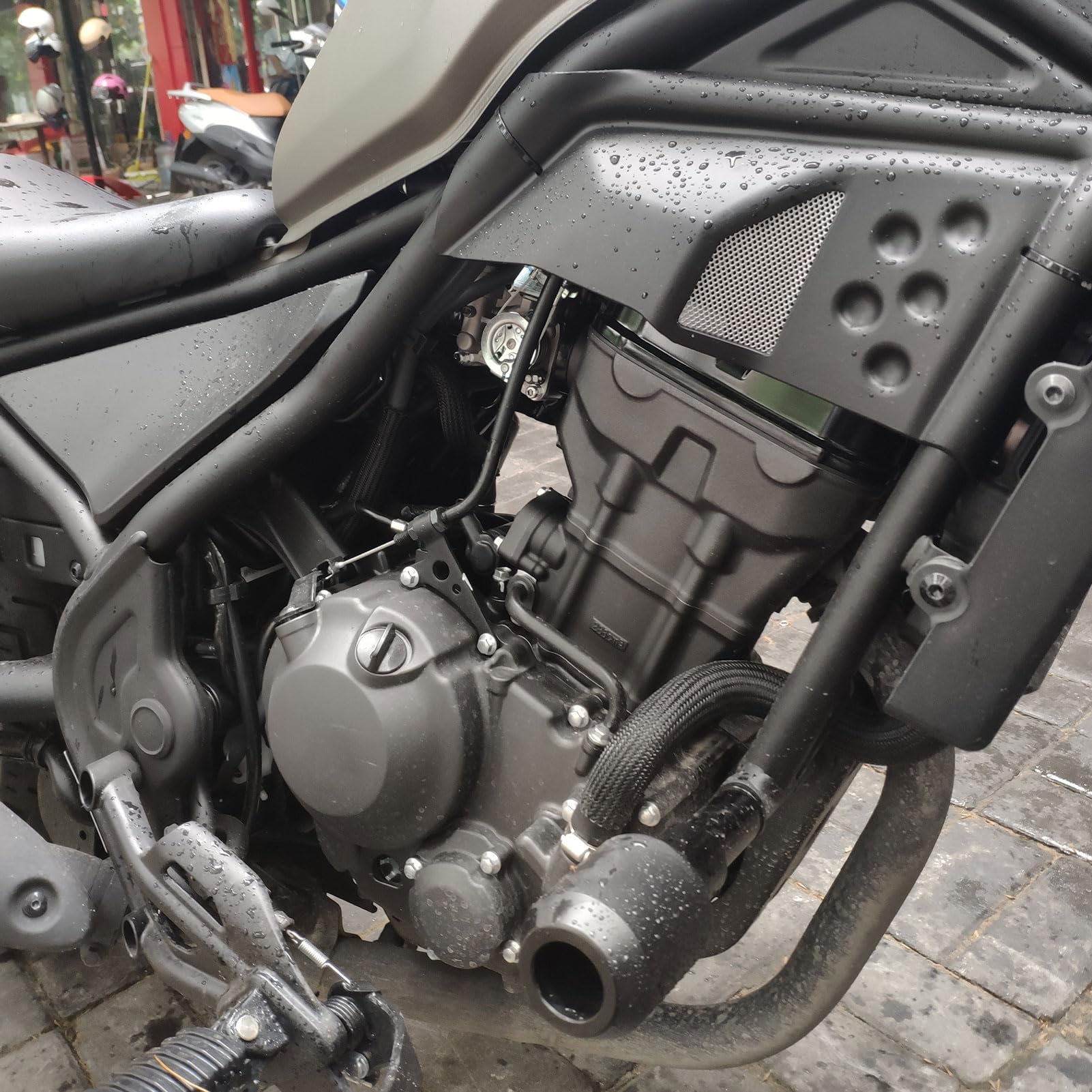 WOOGA Couvercle moteur cadre latéral protection carénage moto compatible avec HO&NDA REBEL CMX 250/300/500 2017-2024 REBEL 500 Protecteur panneau remplissage arrosserie (Noir mat)