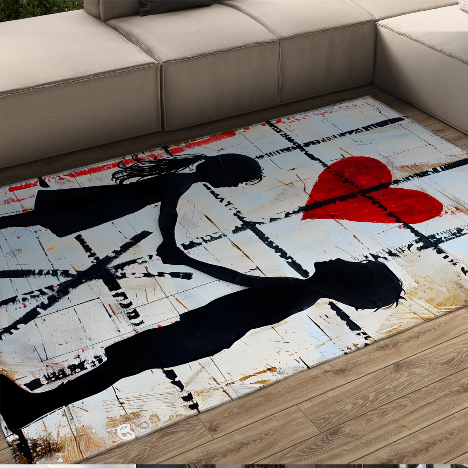Tapis d'amour urbain noir et blanc pour relooker un dortoir ou une chambre d'homme