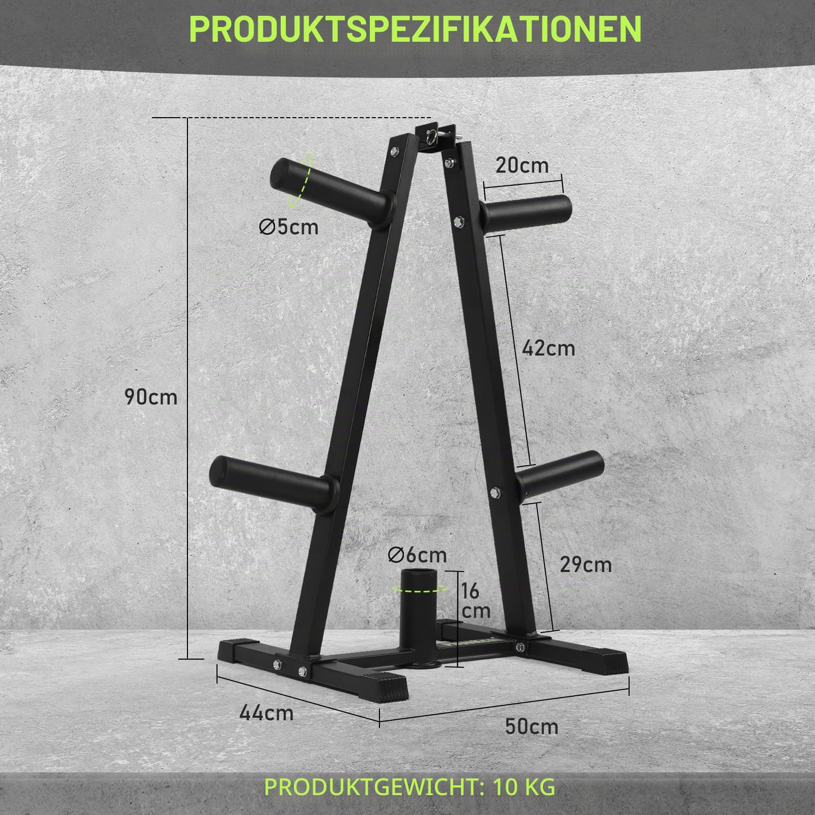 PhysKcal Hantelscheibenständer, robuster Stahl, Hantelscheiben-Aufbewahrung, Hantelständer, Plattenhalter für Zuhause, Fitnessstudio, Training, Fitnessgeräte