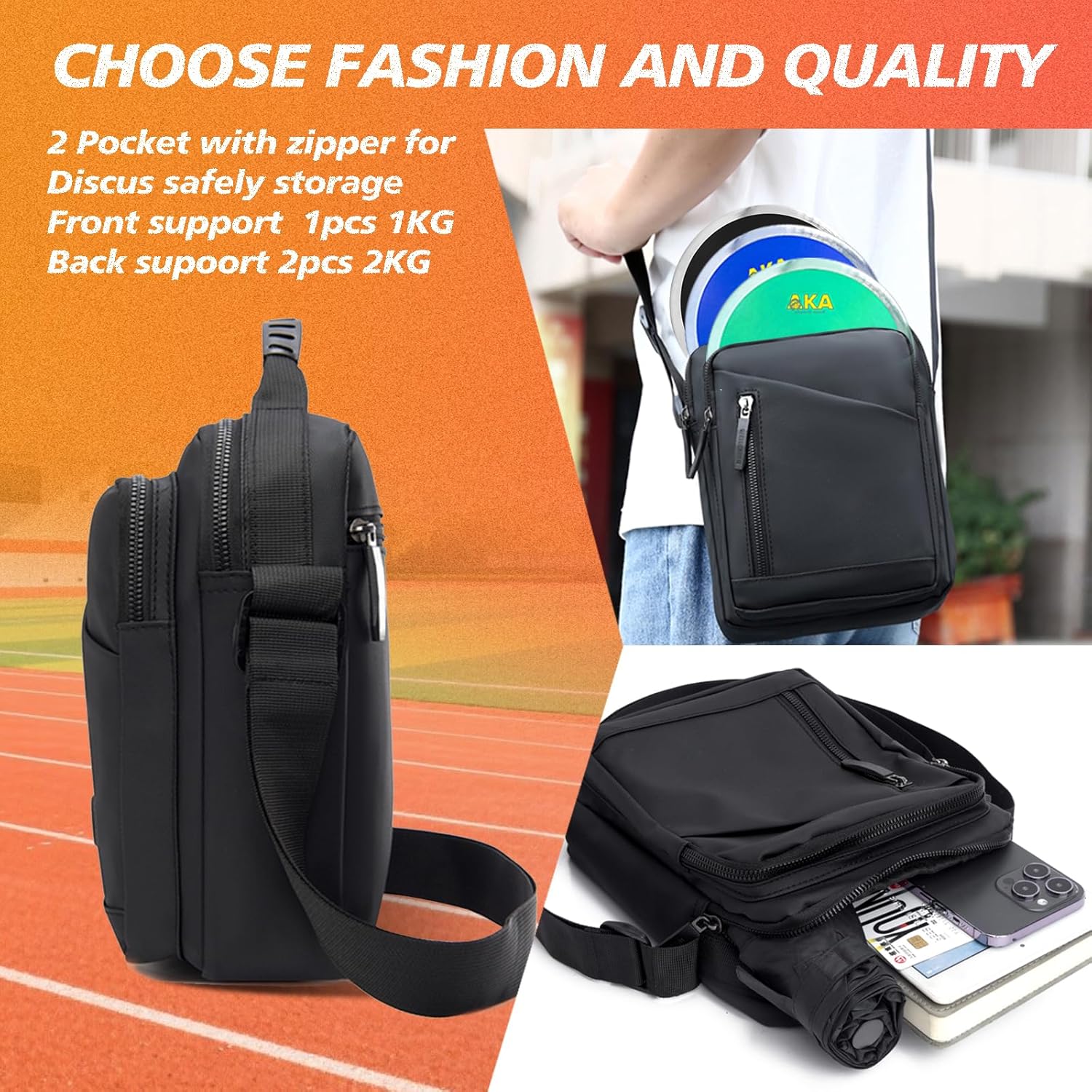 Discus Carrier Bag, Track and Field Discus Bag with Adjustable Strap