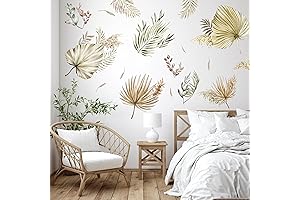 Golden Glamour: Wall Decals with Palm Leaf Elegance