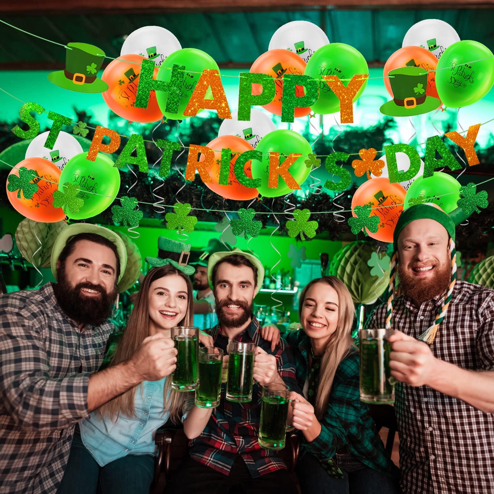 AhfuLife 32 Pcs St. Patrick's Day Balloons, 12 Inches Large Irish Party Decorations Balloons for Home Green - Image 4