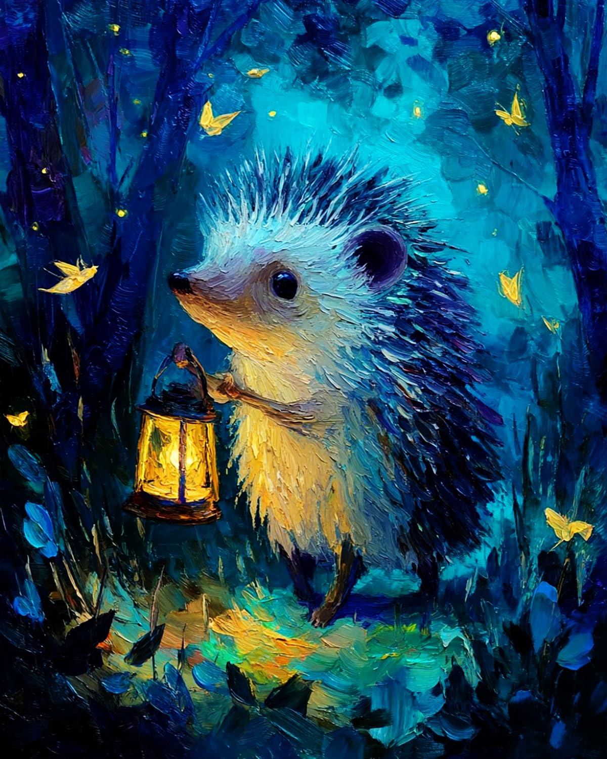 LIUBAISHI Paint by Numbers for Adults – 16x20 Inch Canvas | DIY Home Wall Decor, Relaxing Painting Set, Gift for Adults with Acrylic Paints and Brushes-Hedgehog Night Light