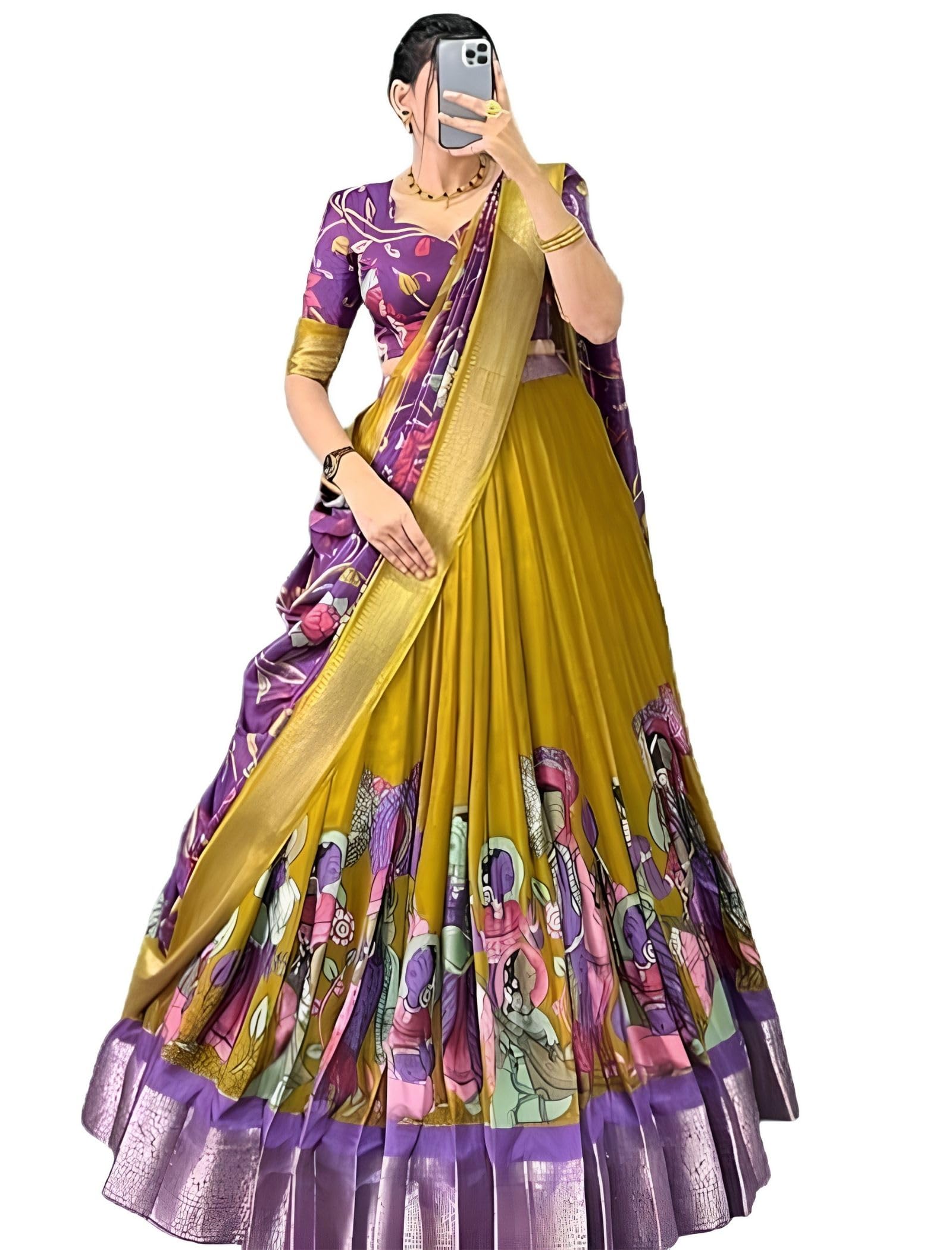 dream crushers Women,s Tussar Silk With Bindi And Foil Print Lehenga choli Set | Navratri Stylish Lehenga Choli for women | Weddings and Special Occasions | Bridal lehenga for wedding-picture-17