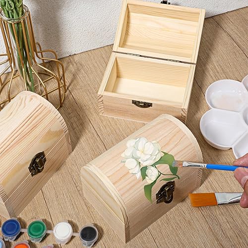 Miniatura 6 de 4 cajas de madera sin terminar, caja del tesoro del tesoro, cajas de madera para manualidades, cajas de madera pequeñas de 4.72 x 3.15 pulgadas,