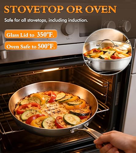 Miniatura 6 de Juego de ollas y sartenes de 16 piezas, juego de utensilios de cocina de acero inoxidable de tres capas con tapas, juego de cocina no tóxico, apto