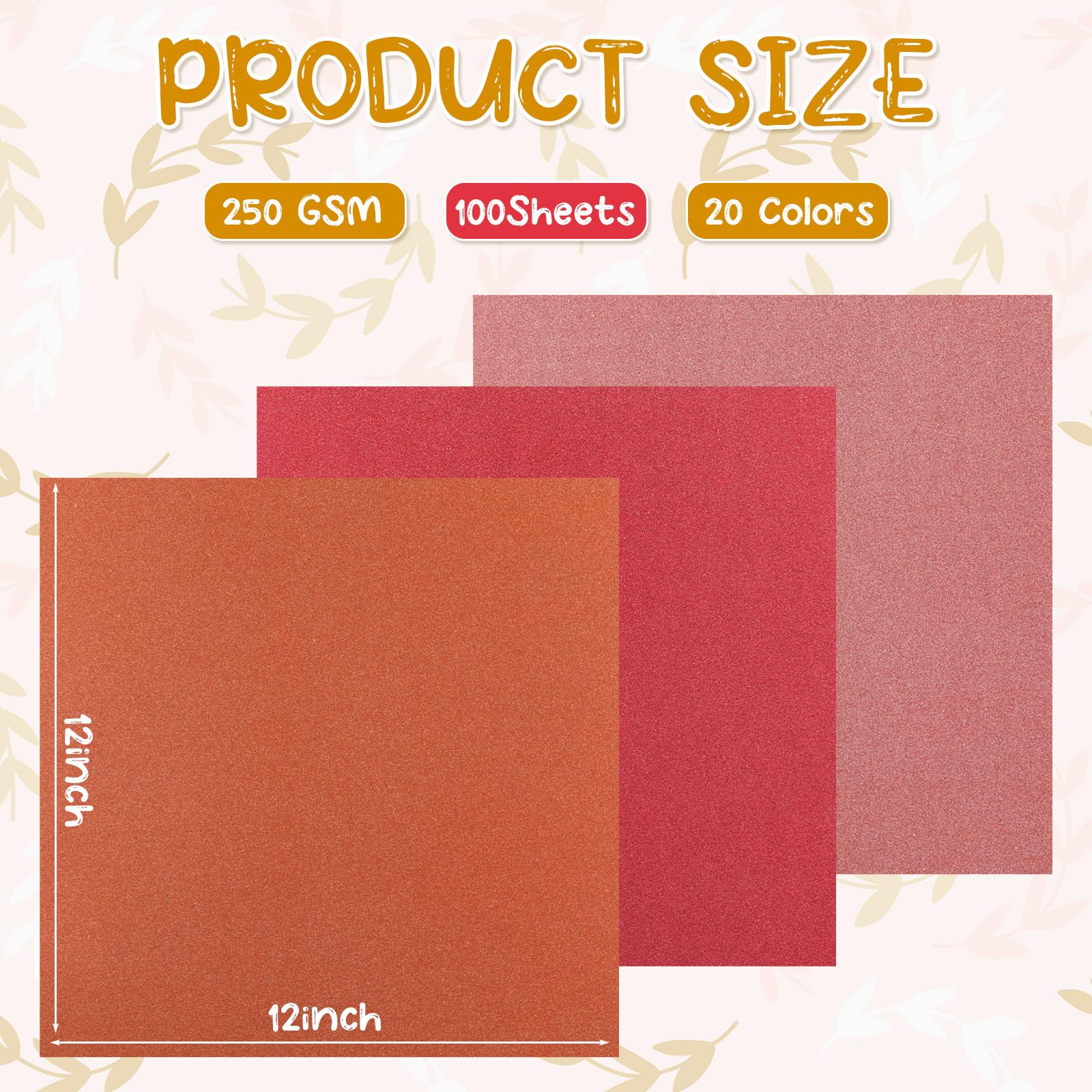 Harloon Lot de 100 feuilles de papier cartonné pailleté 30,5 x 30,5 cm 250 g/m² 20 couleurs pour loisirs créatifs, scrapbooking, loisirs créatifs, fournitures scolaires
