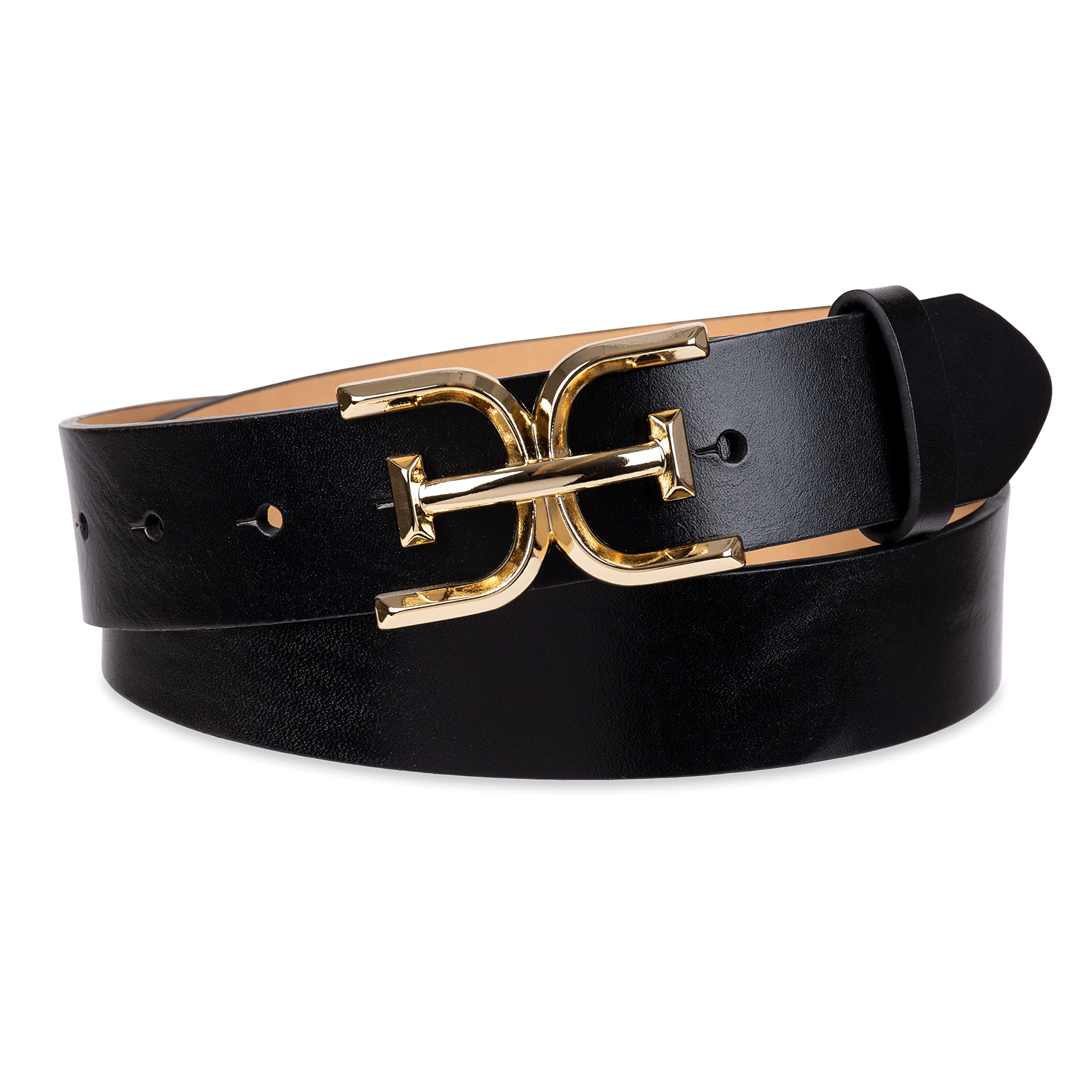 Sam EdelmanWomen's Casual Double-E Logo Plaque Buckle Leather Belt for Jeans and Trousers