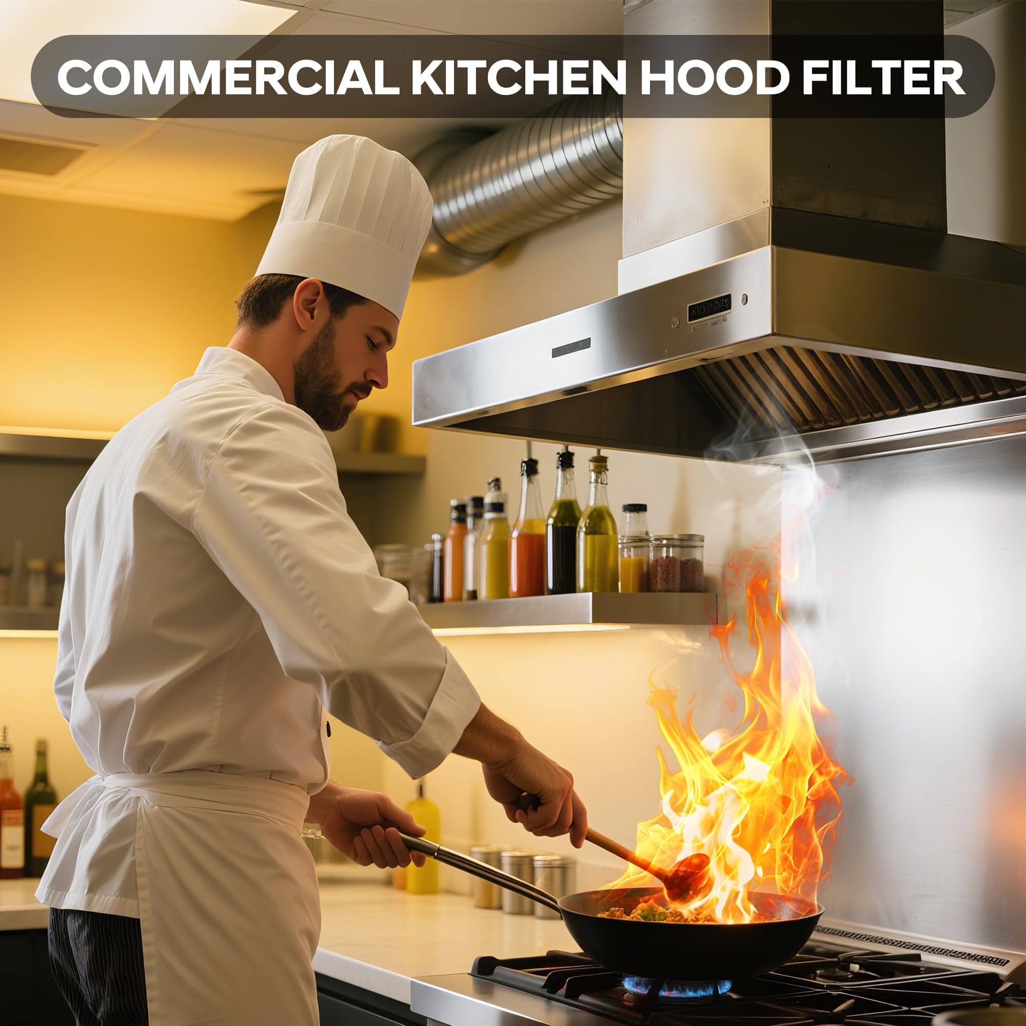 Garvee Filtre à graisse à chicanes pour hotte professionnelle – Acier inoxydable 430, 4 rainures – Compatible lave-vaisselle, nettoyage facile – Idéal restaurant cuisine commerciale