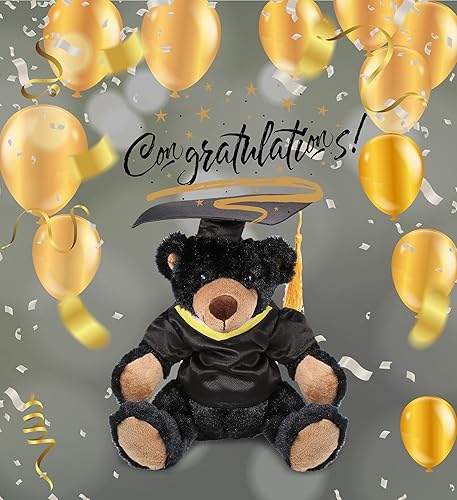 Miniatura 6 de DolliBu Black Bear - Peluche de graduación con capucha de felpa roja súper suave, vestido de animal de peluche con bata y gorra con borla, bonito