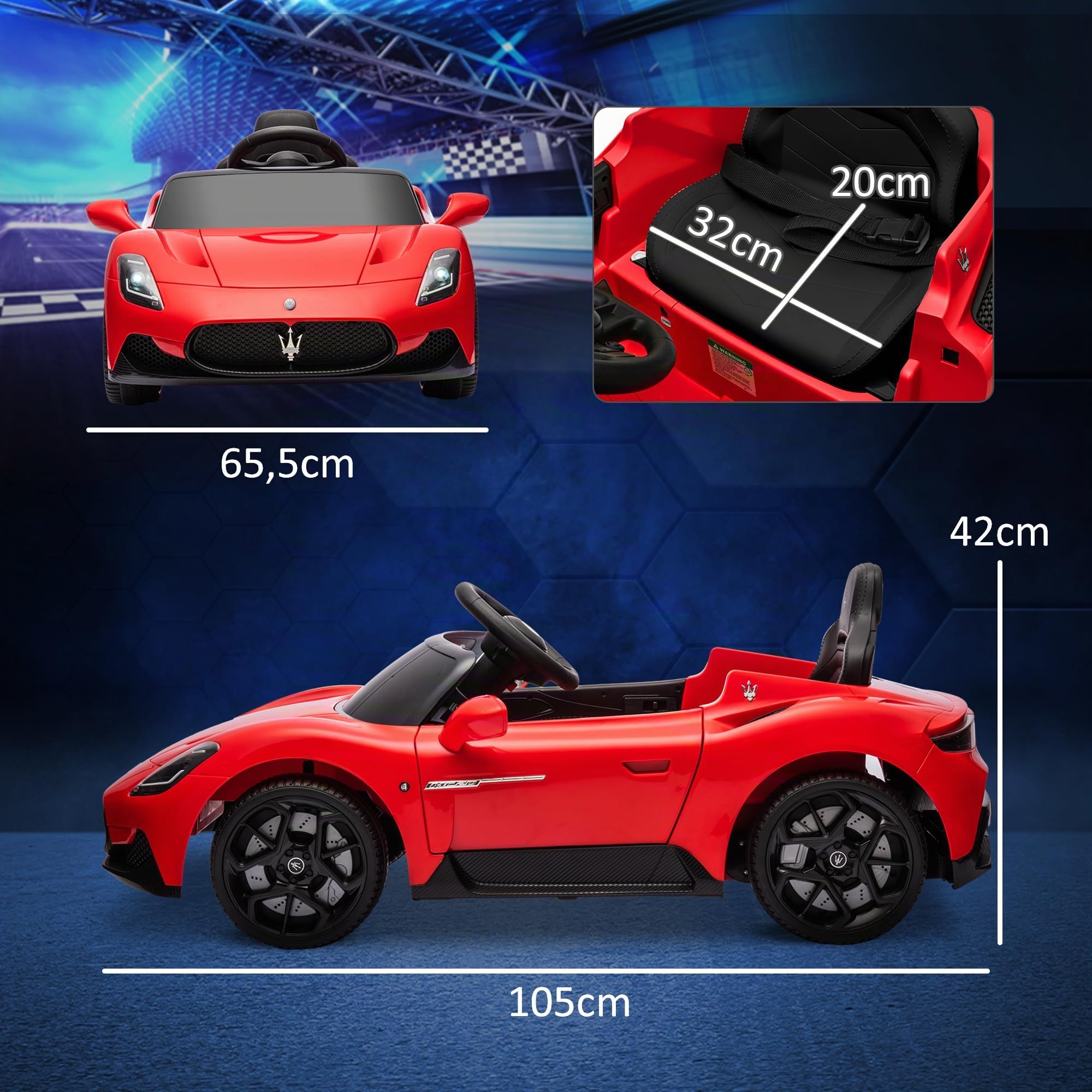 AIYAPLAY Voiture Électrique Enfants sous Licence Maserati MC20 12V Rouge