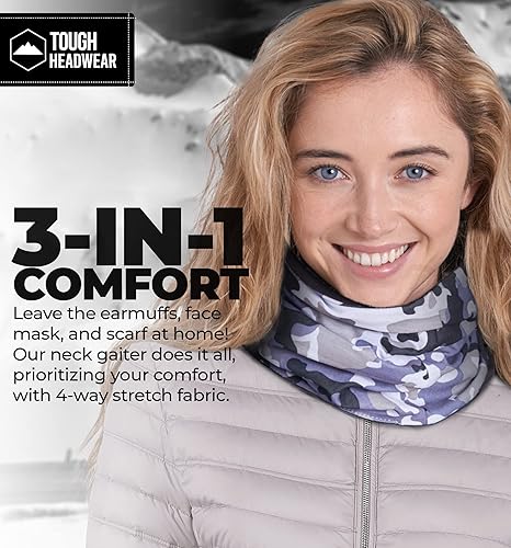 Miniatura 6 de Tough Headwear Neck Warmer - Winter Fleece Neck Gaiter & Fleece Neck Warmer - Ski Gaiter for Men - Reversible Neck Gaiter