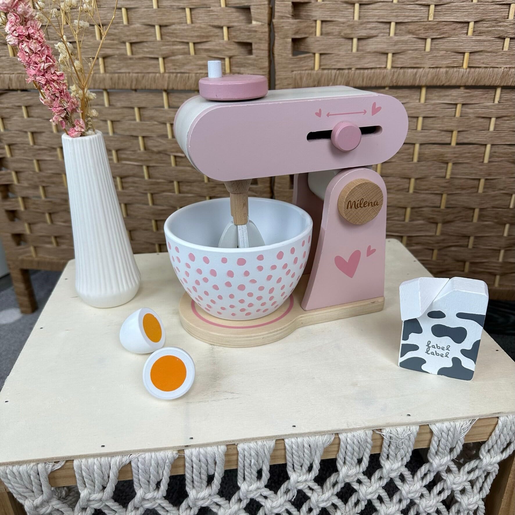 Label Label Robot da cucina giocattolo in legno Rosa per bambini 3 anni personalizzato
