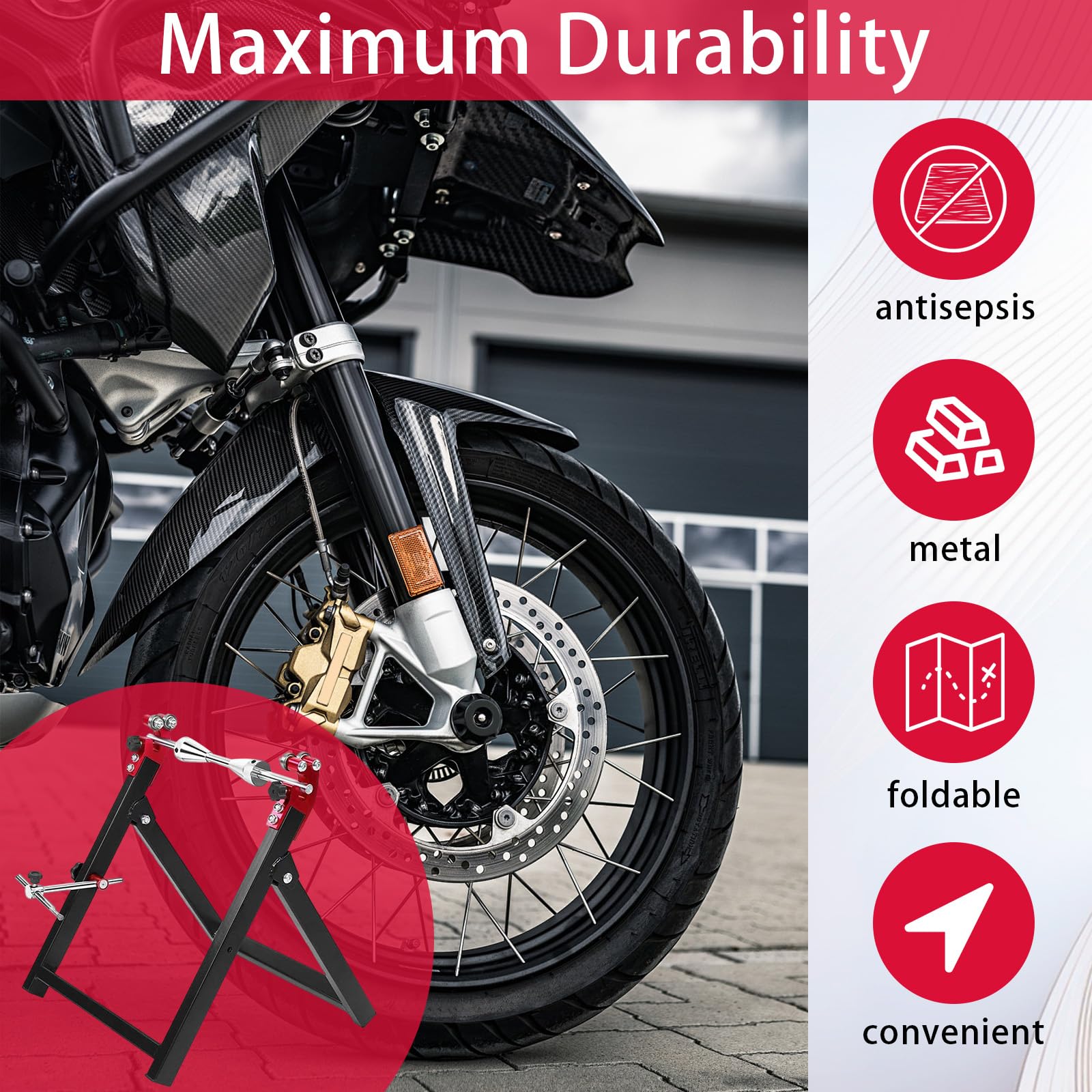 Balanceadora de Neumáticos, Soporte de Equilibrio de 34,2 * 37,2 * 39 cm para Ruedas de Motocicleta con Accesorios de Instalación, Soporte de Centrado de Hecho para Neumáticos de 5 * 23 Pulgadas