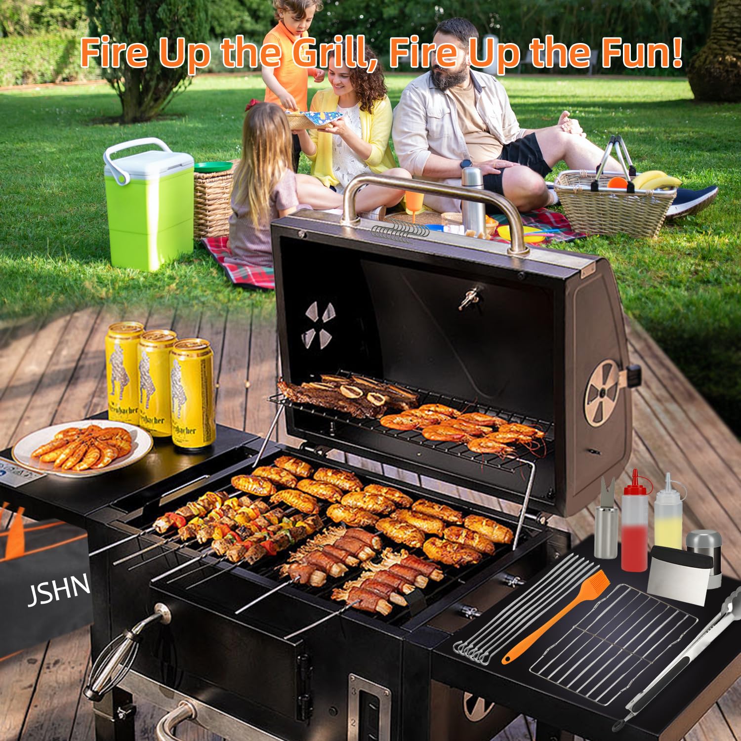 Set di posate per barbecue, in acciaio inox, di alta qualità, per barbecue, per cavatappi